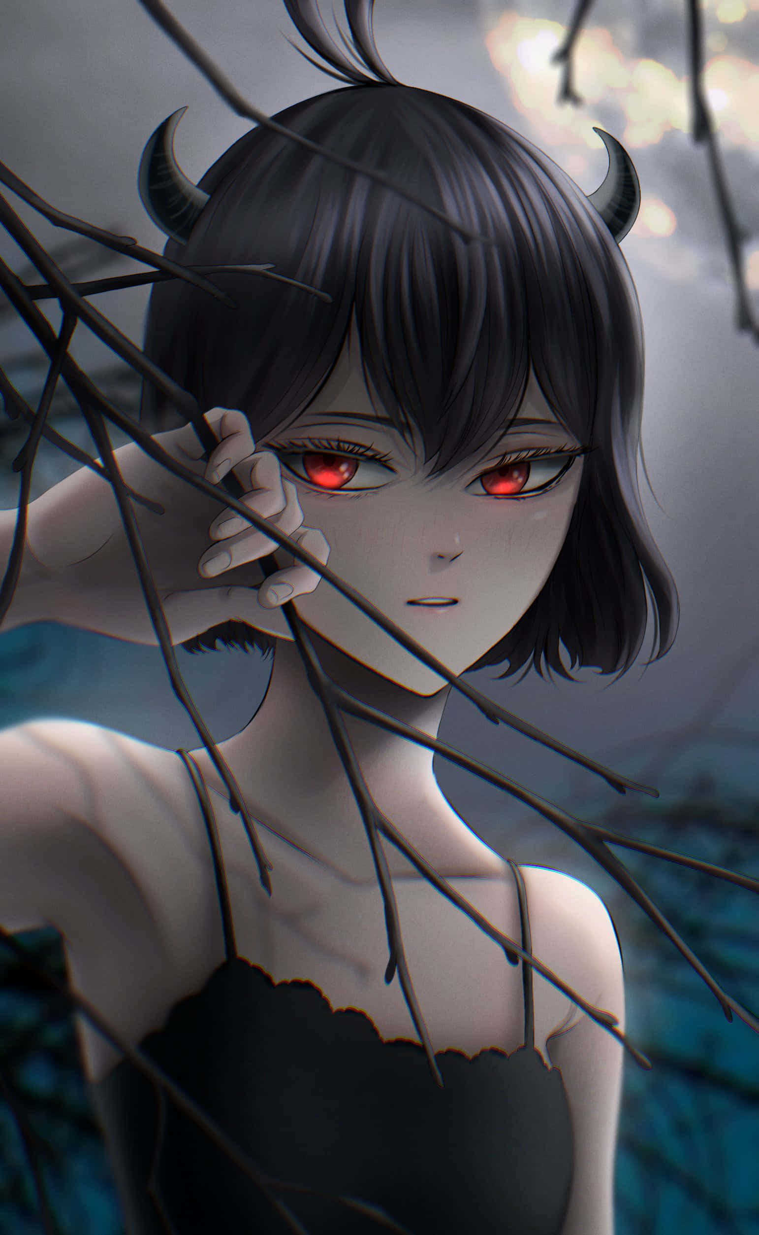 Nero Black Clover, red eyes, horns, Full HD Phone Wallpaper