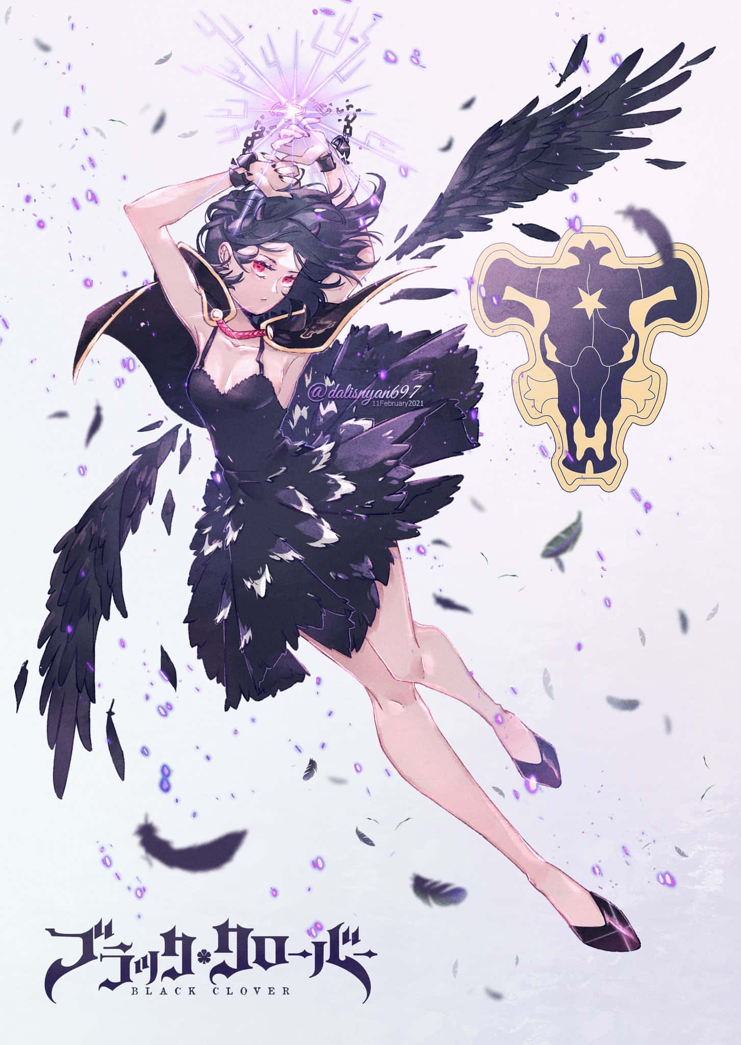 Nero, Black Clover, golden bull skull emblem, Full HD Phone Wallpaper