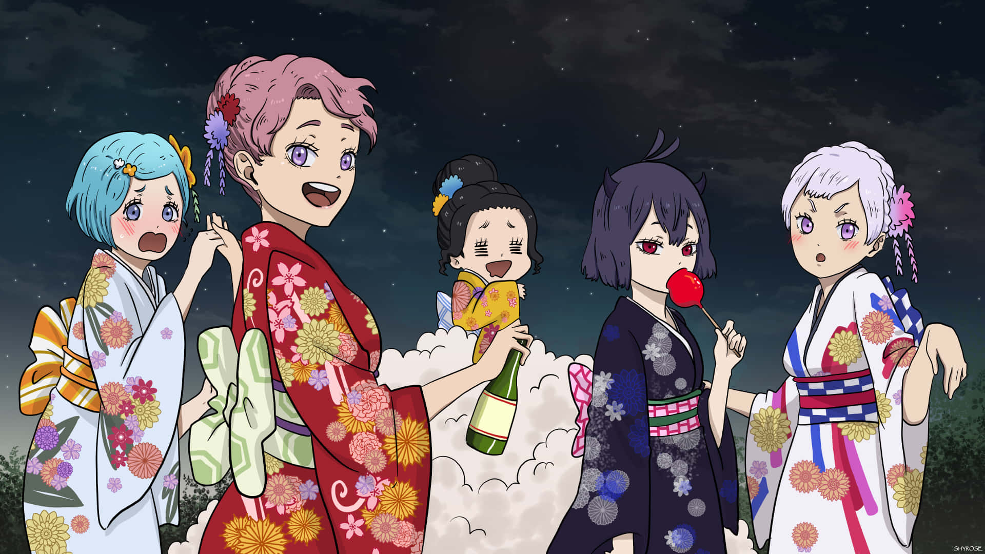 Nero Black Clover, anime girls, kimono, Full HD Desktop Wallpaper