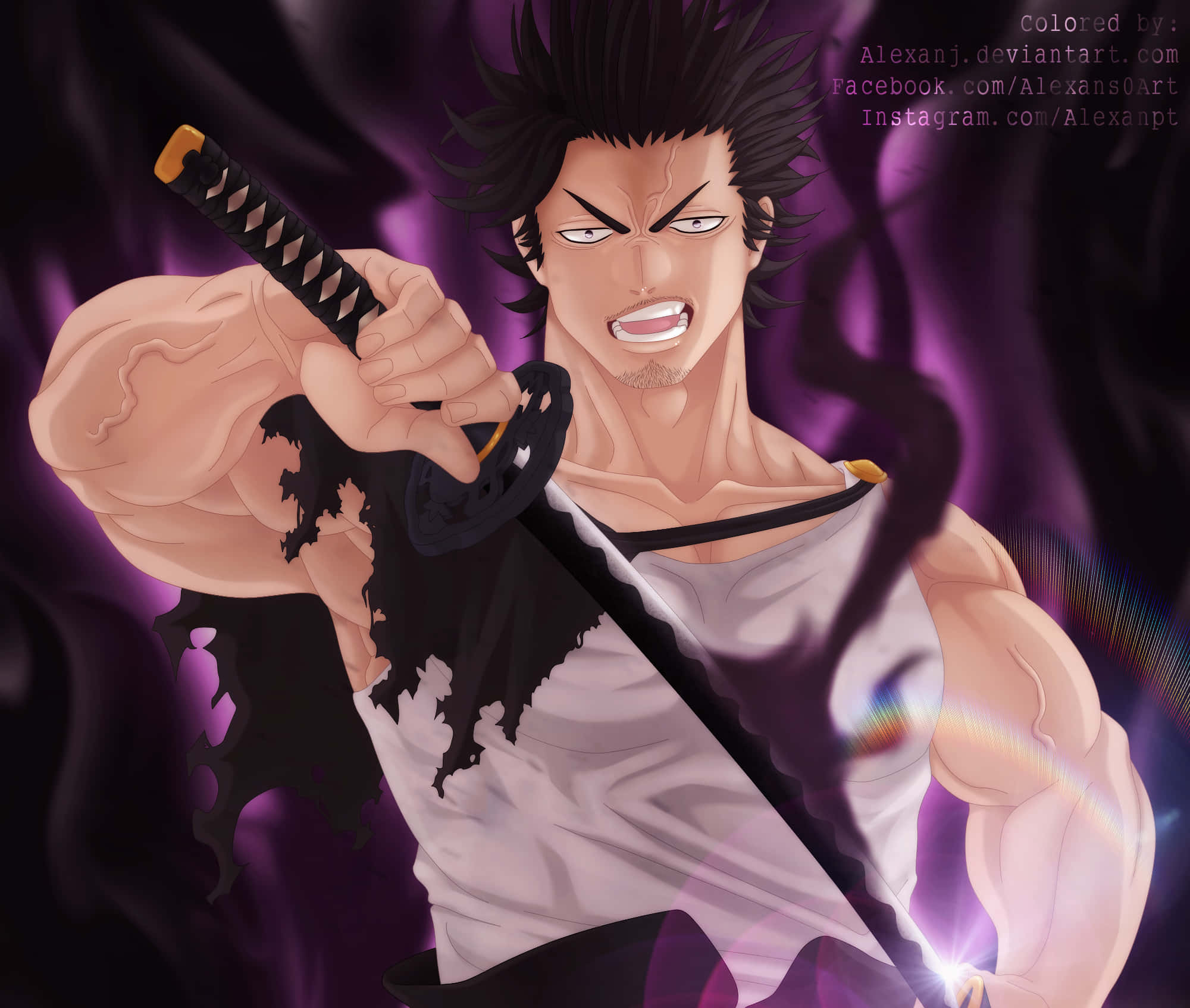 Nero, Black Clover, katana, Full HD Desktop Wallpaper