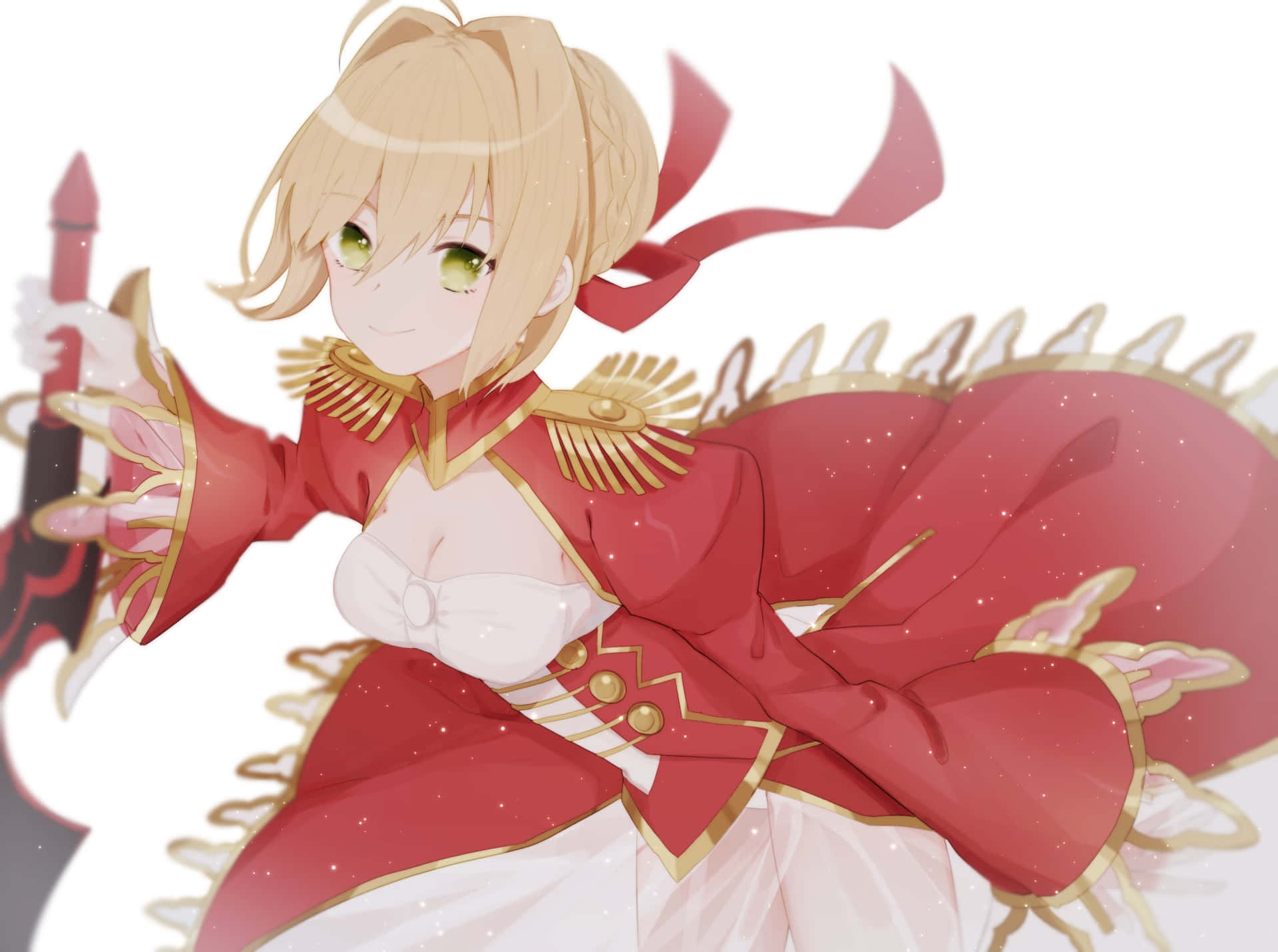 Nero Claudius, anime, red, Full HD Desktop Wallpaper