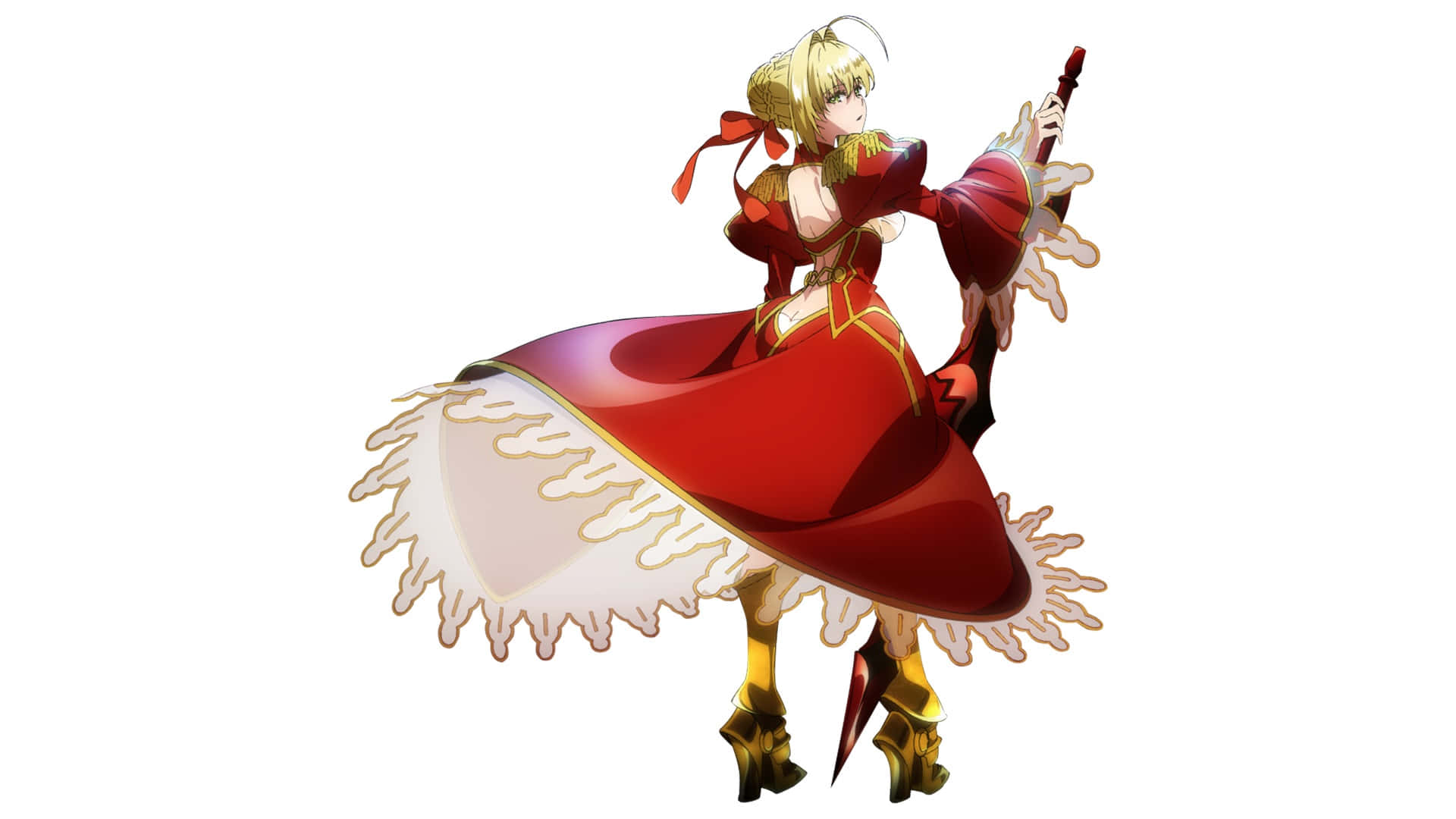 Nero Claudius, anime character, red dress, Full HD Desktop Wallpaper