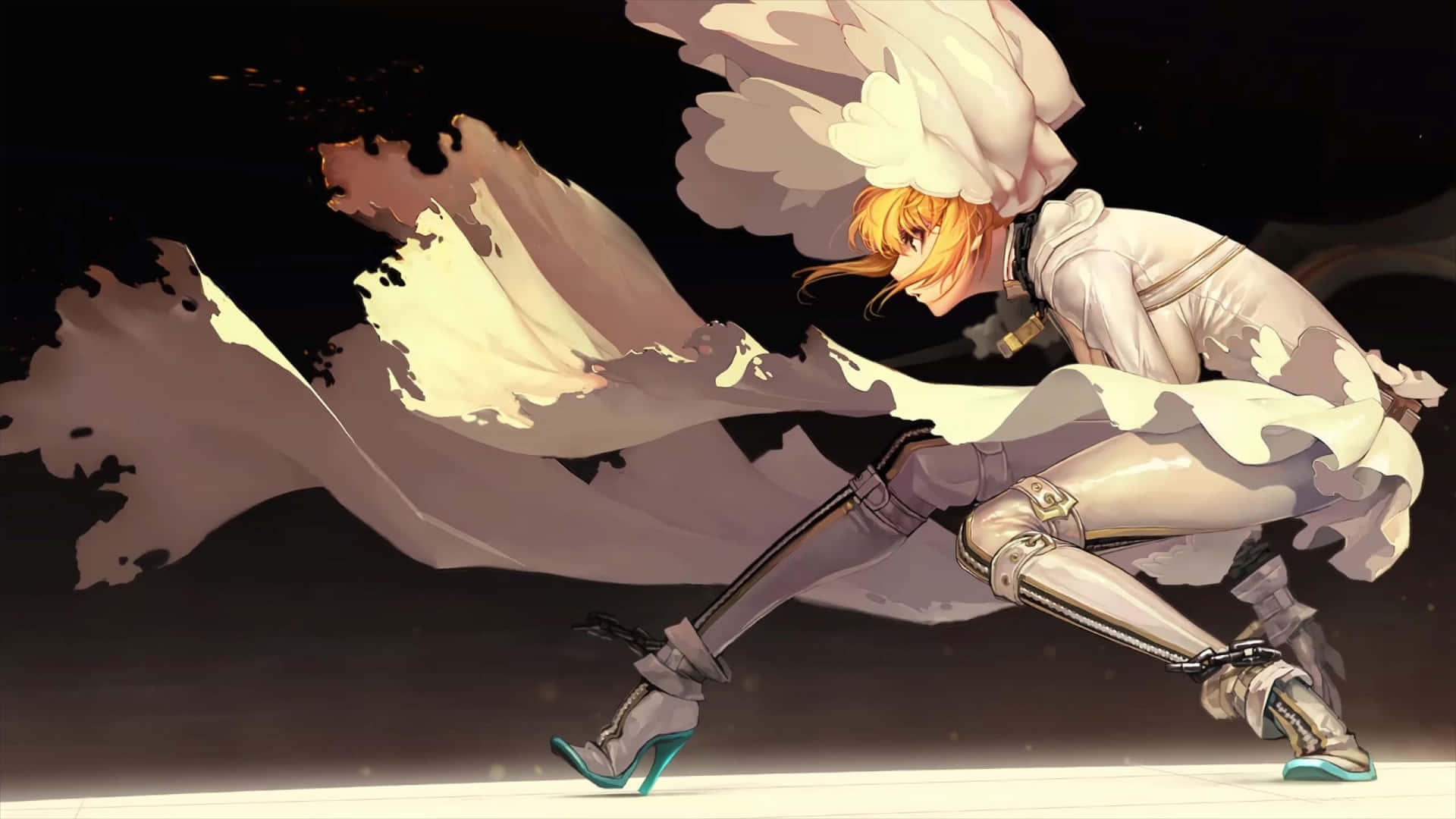 Nero Claudius, orange hair, white wings, Full HD Desktop Wallpaper