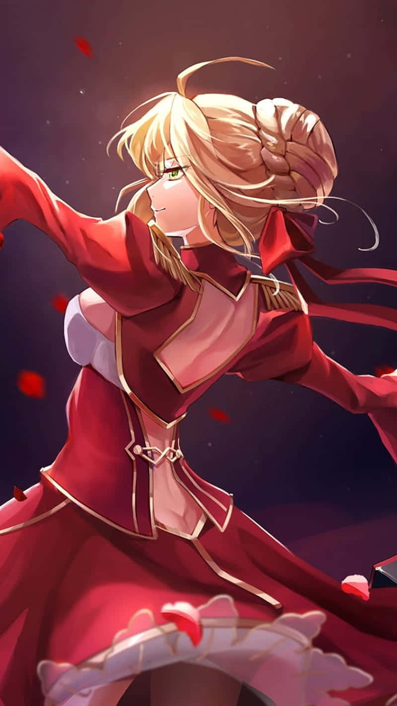 Nero Claudius, anime girl, flowing red dress, HD Phone Wallpaper