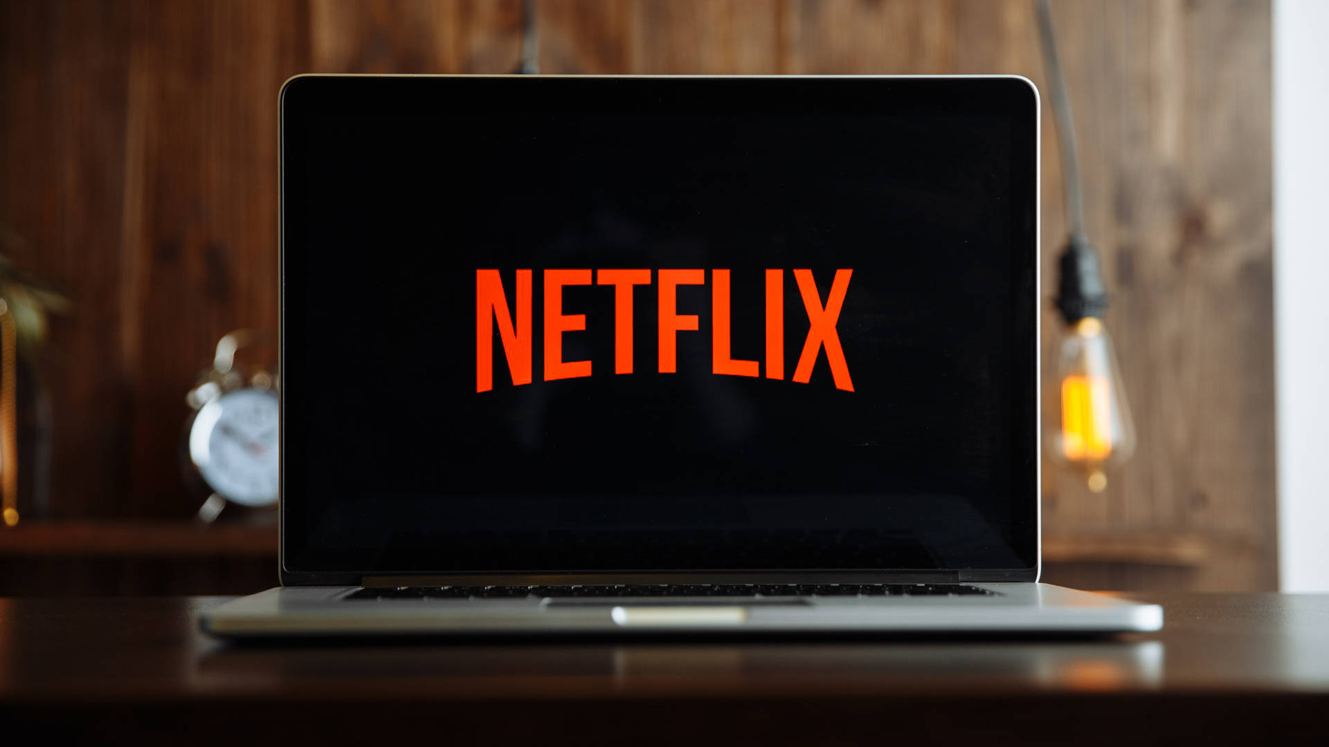 Netflix, orange Netflix logo, dark screen, Full HD Desktop Wallpaper