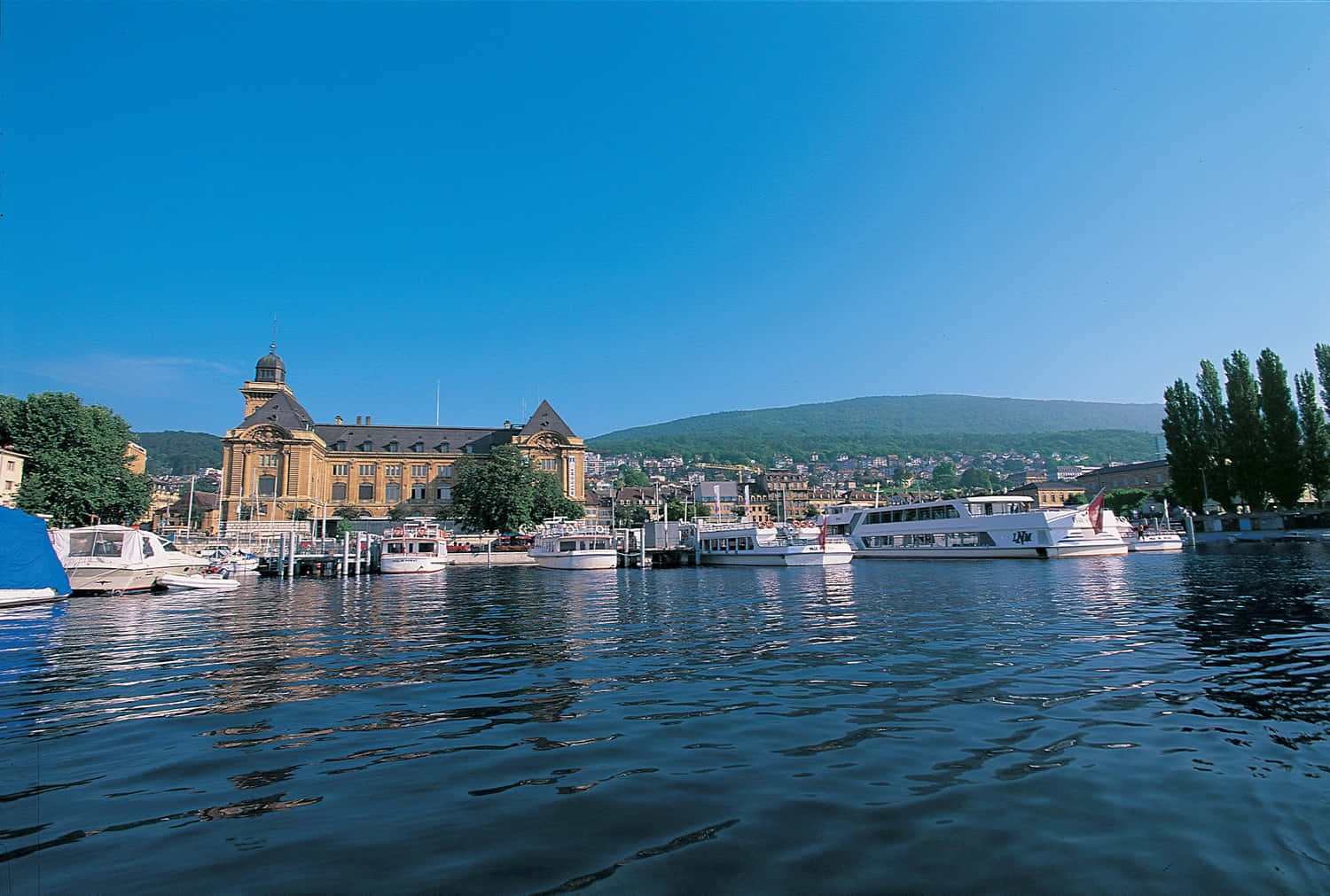 Neuchâtel, lakefront view, historic buildings, HD Desktop Wallpaper