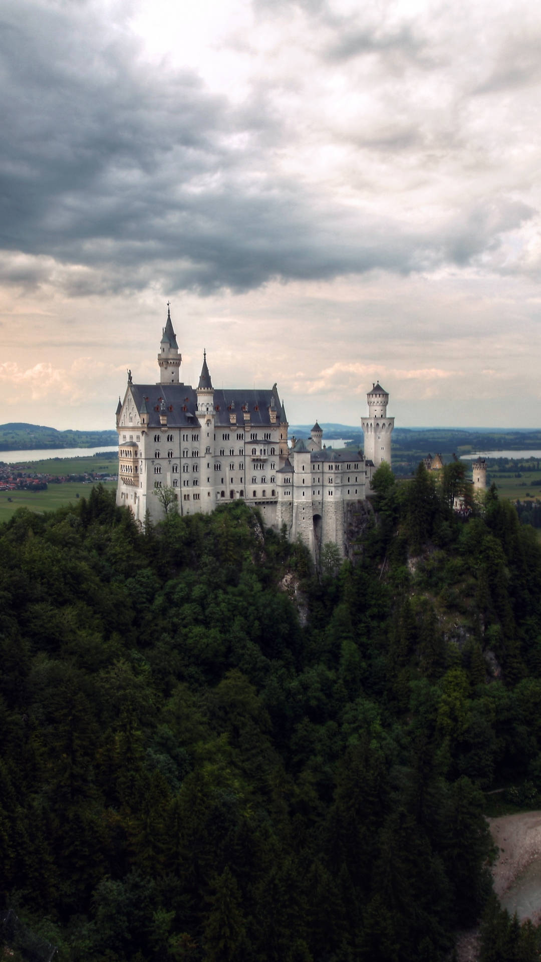Neuschwanstein Castle, white castle, spires, Full HD Phone Wallpaper