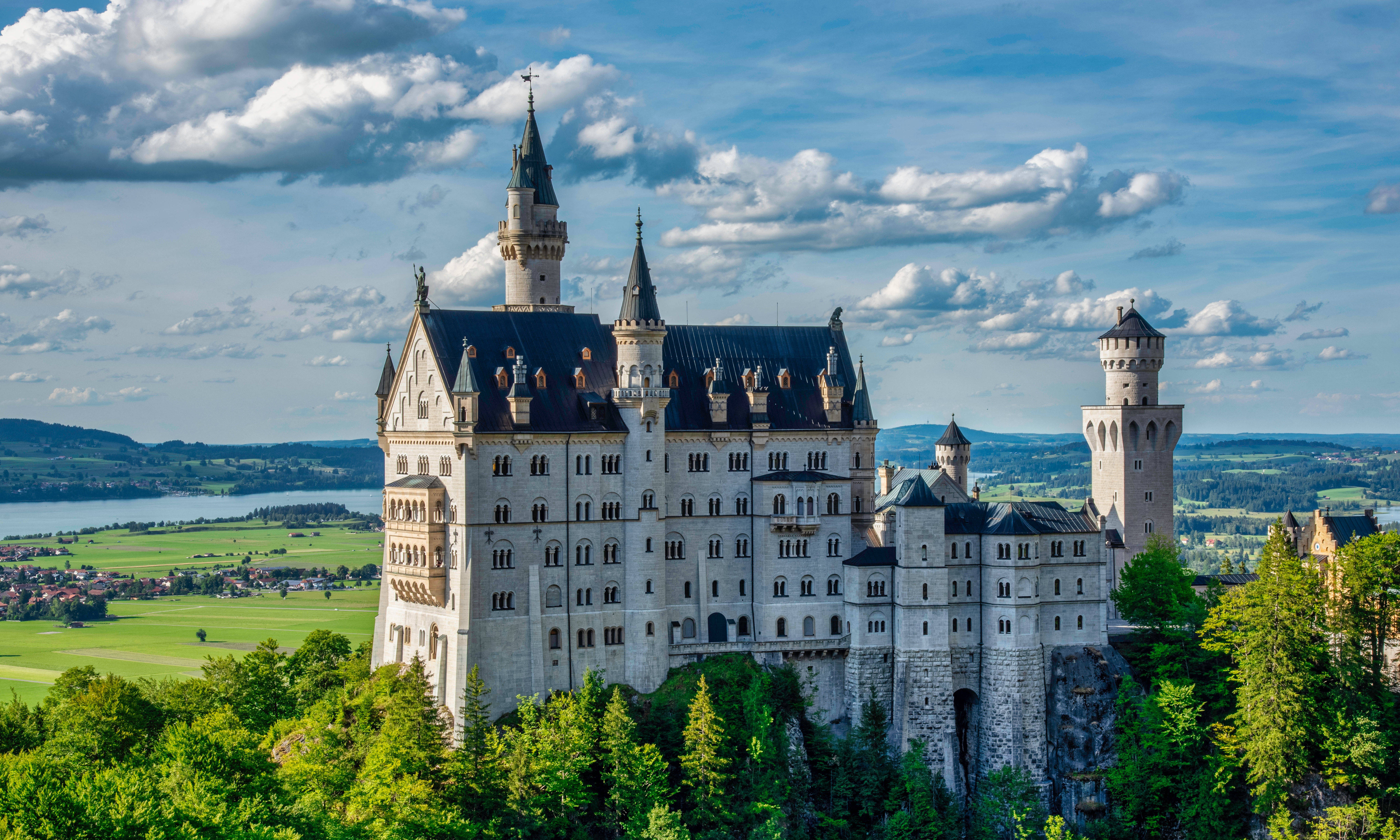 Neuschwanstein Castle, turrets, spires, 5K Desktop Wallpaper