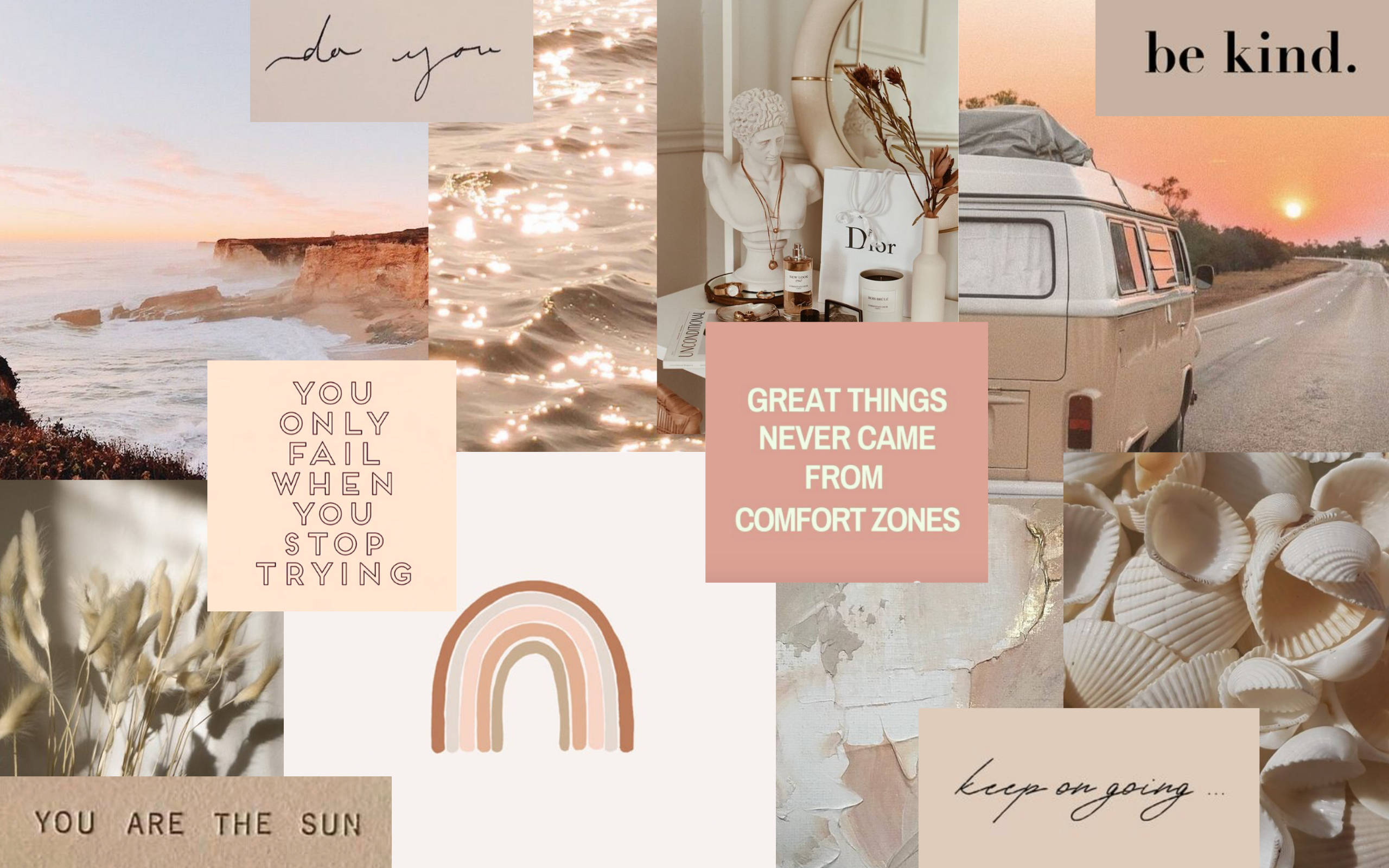 dusty pink, coastal cliffs, sunsets, 2K Desktop Wallpaper