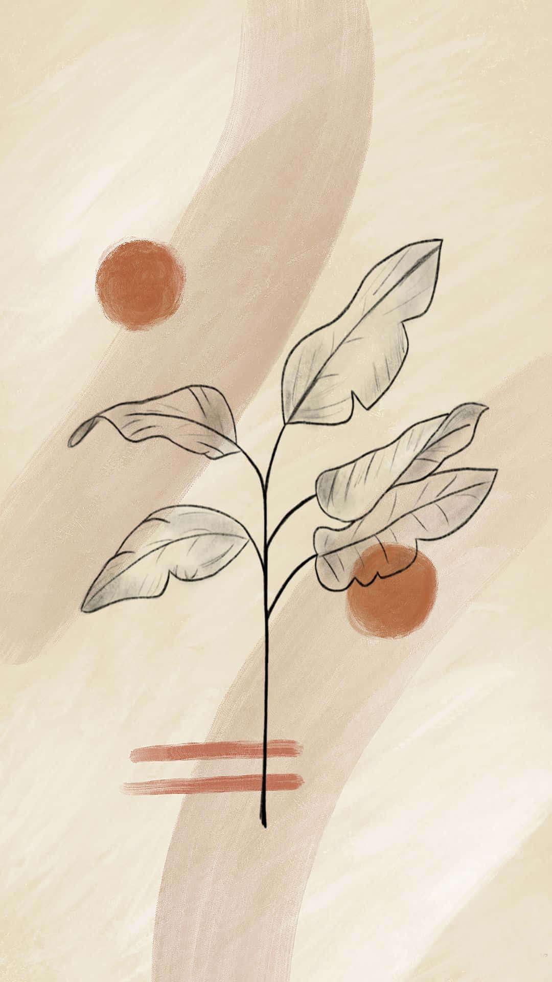 Boho Leaves, neutral colors, beige, Full HD Phone Wallpaper