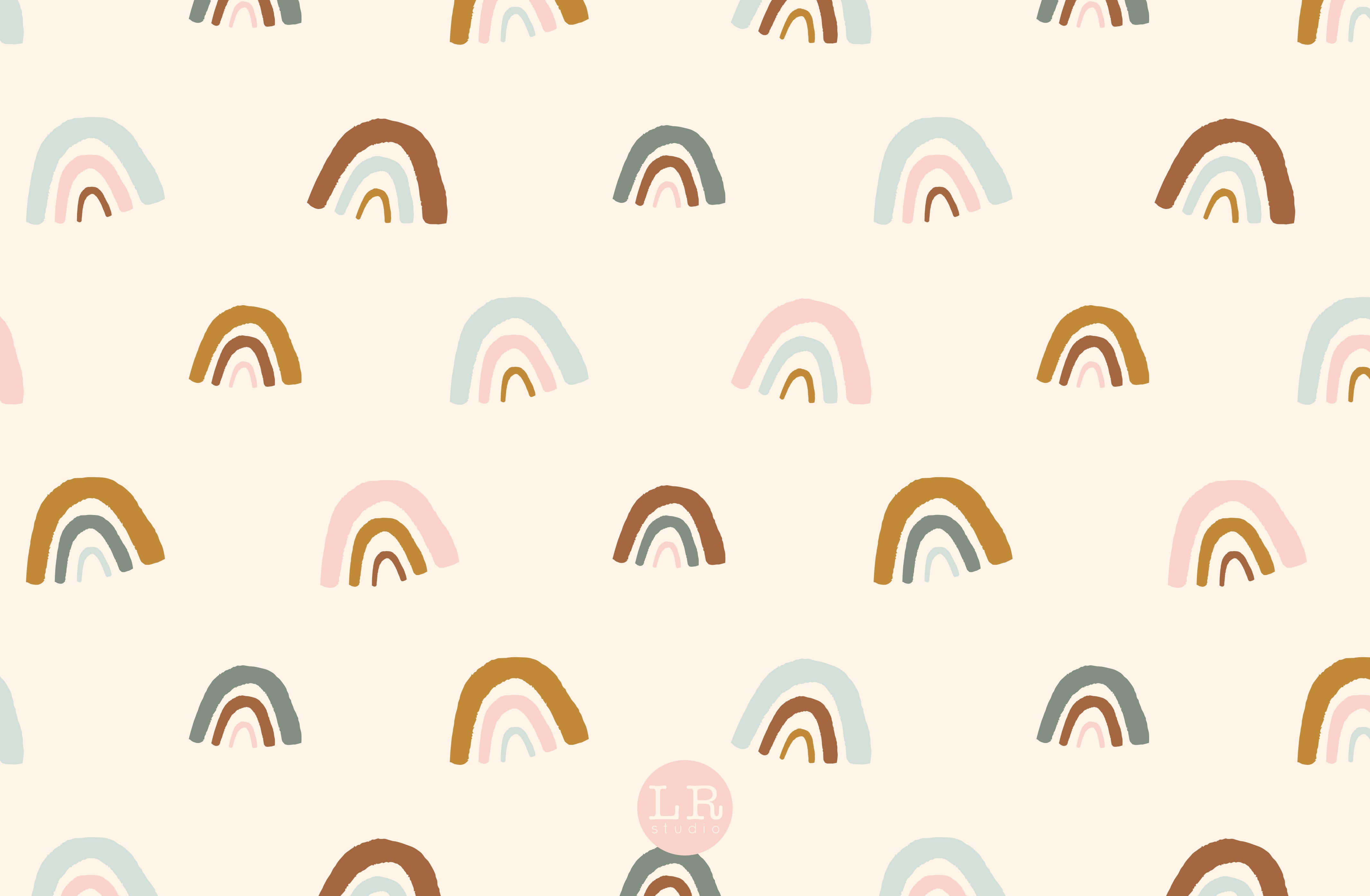 Neutral Desktop, pastel rainbow arches, earthy tones, 4K Desktop Wallpaper