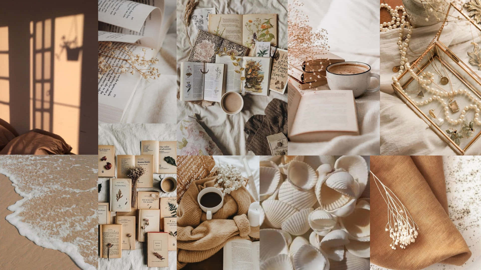 cosy, neutral aesthetic desktop, sunlit, Full HD Desktop Wallpaper