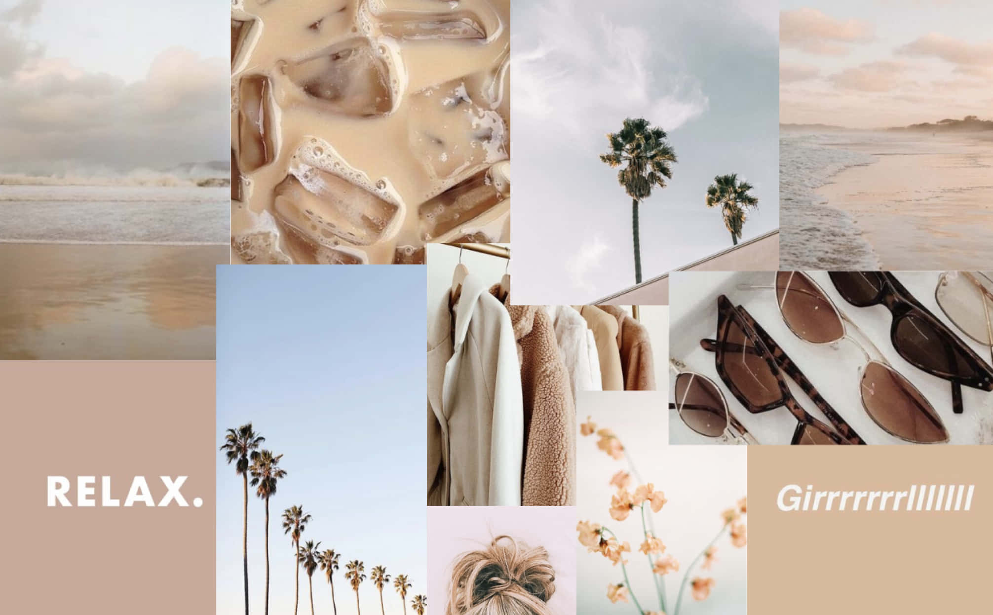 Neutral Aesthetic Desktop, understated gray, beach waves, Full HD Desktop Wallpaper