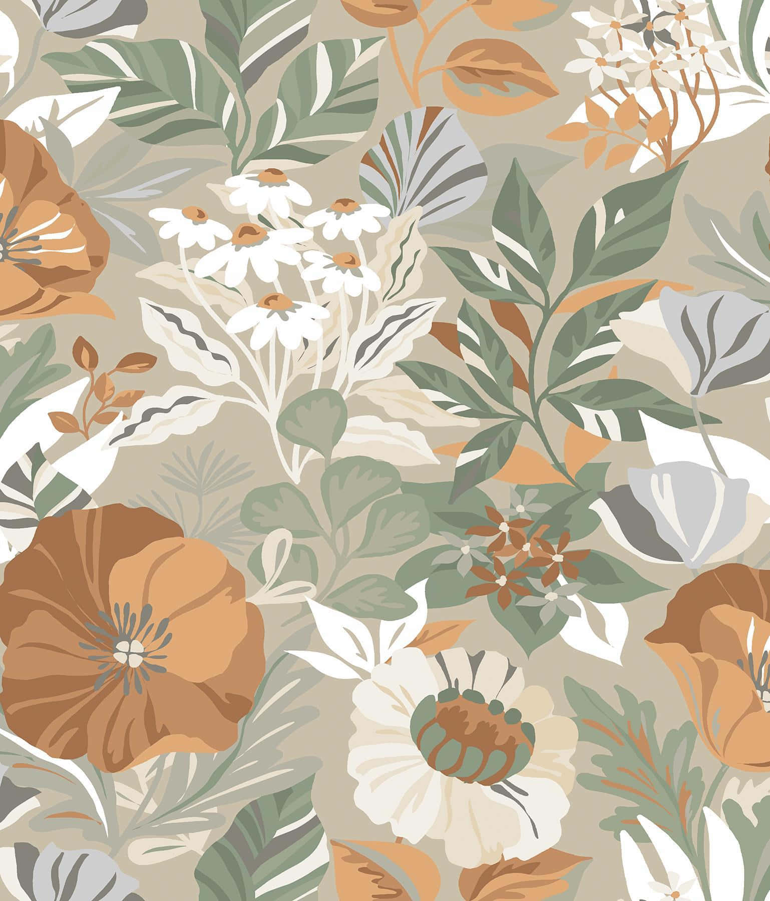 Neutral Floral, earthy tones, muted beige background, HD Phone Wallpaper