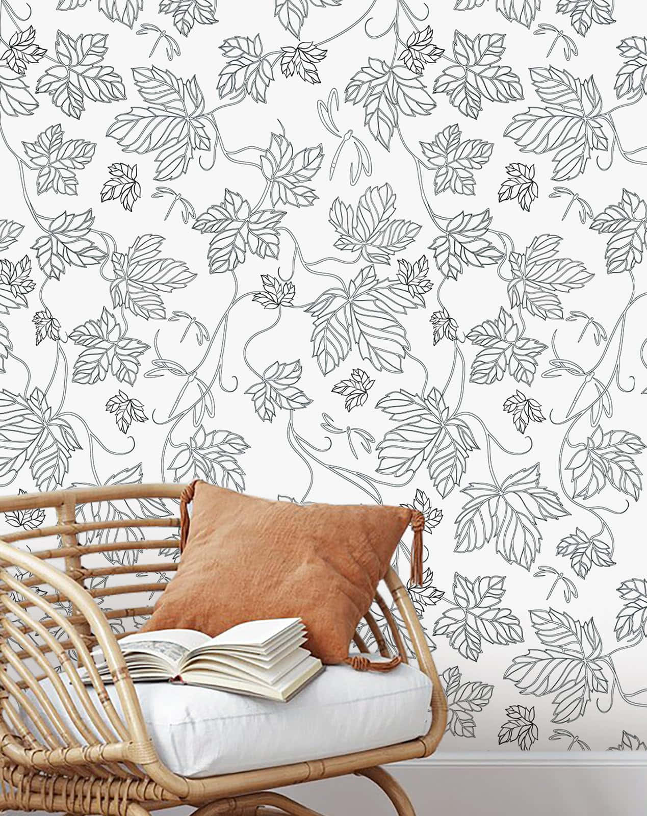 rattan chair, terracotta pillow, open book, HD Phone Wallpaper