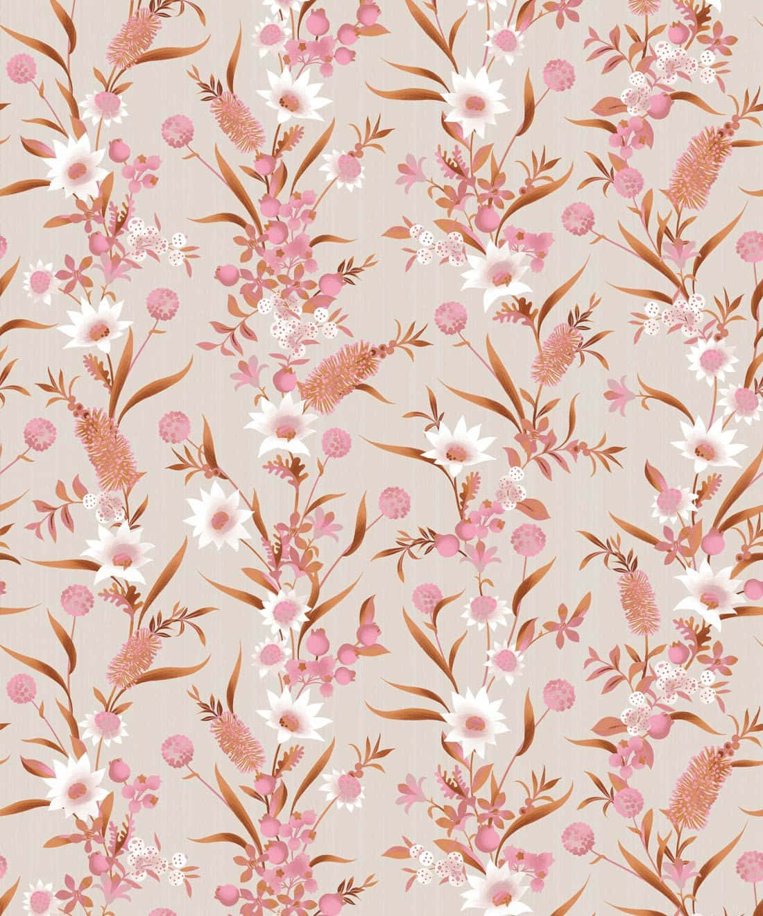 neutral floral pattern background, pink, white, HD Phone Wallpaper