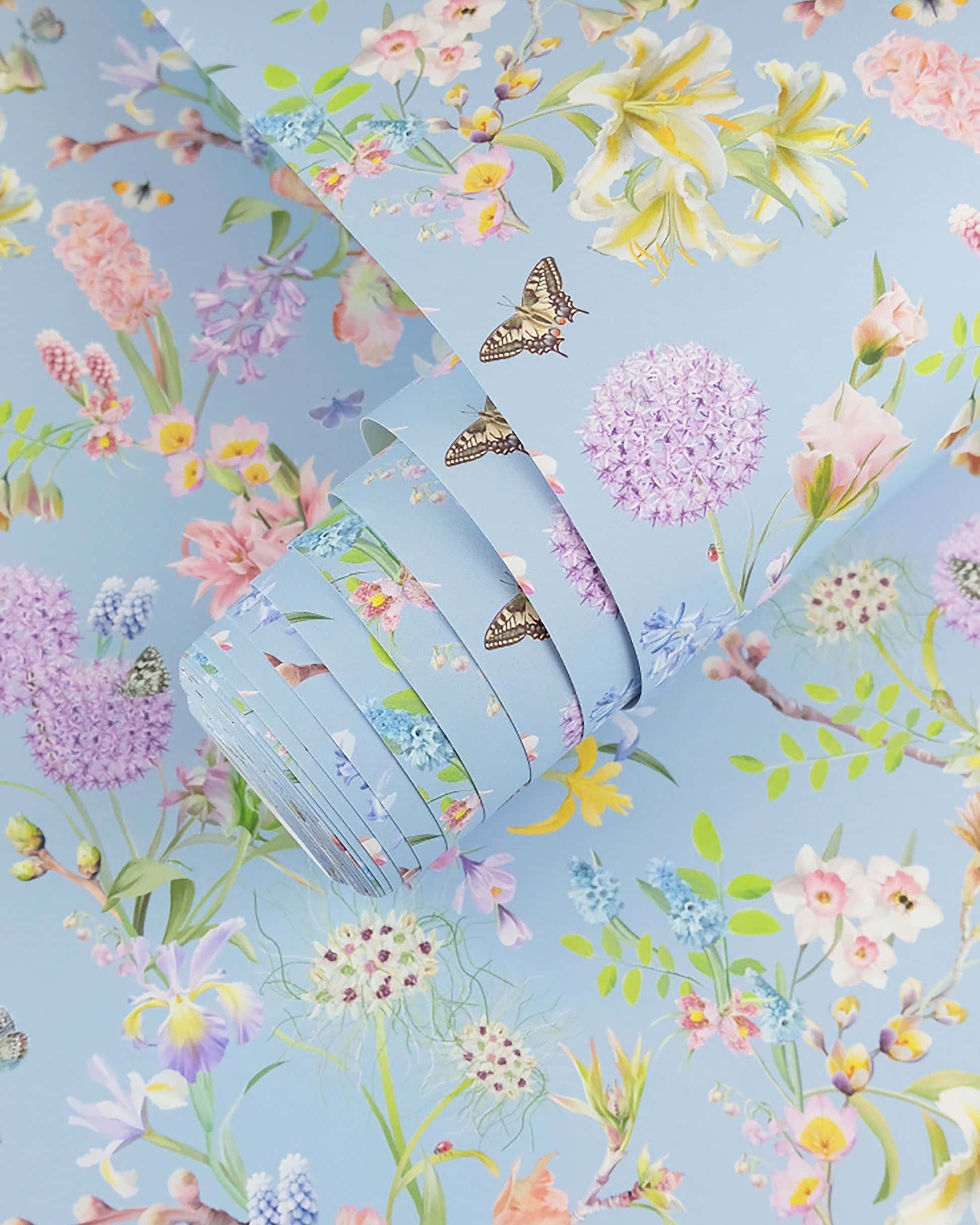 Butterfly Escape Floral Pattern, floral wallpaper, butterflies, Full HD Phone Wallpaper