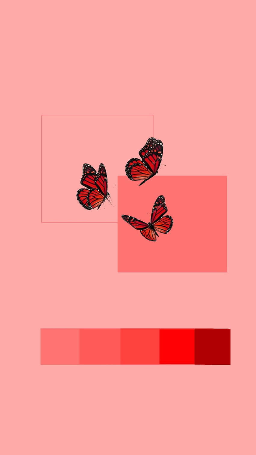 monarch butterflies, pink rectangles, soft coral background, HD Phone Wallpaper