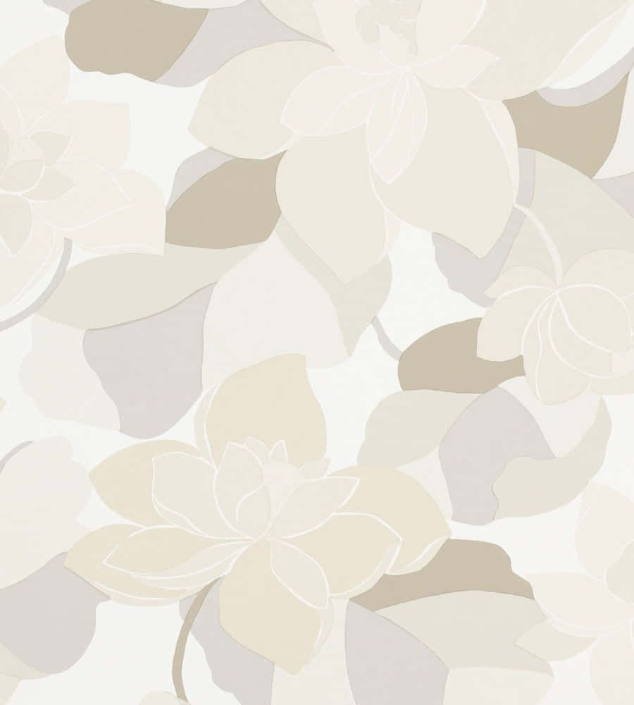 neutral floral pattern background, stylized succulent flowers, soft beige cream, SD Phone Wallpaper