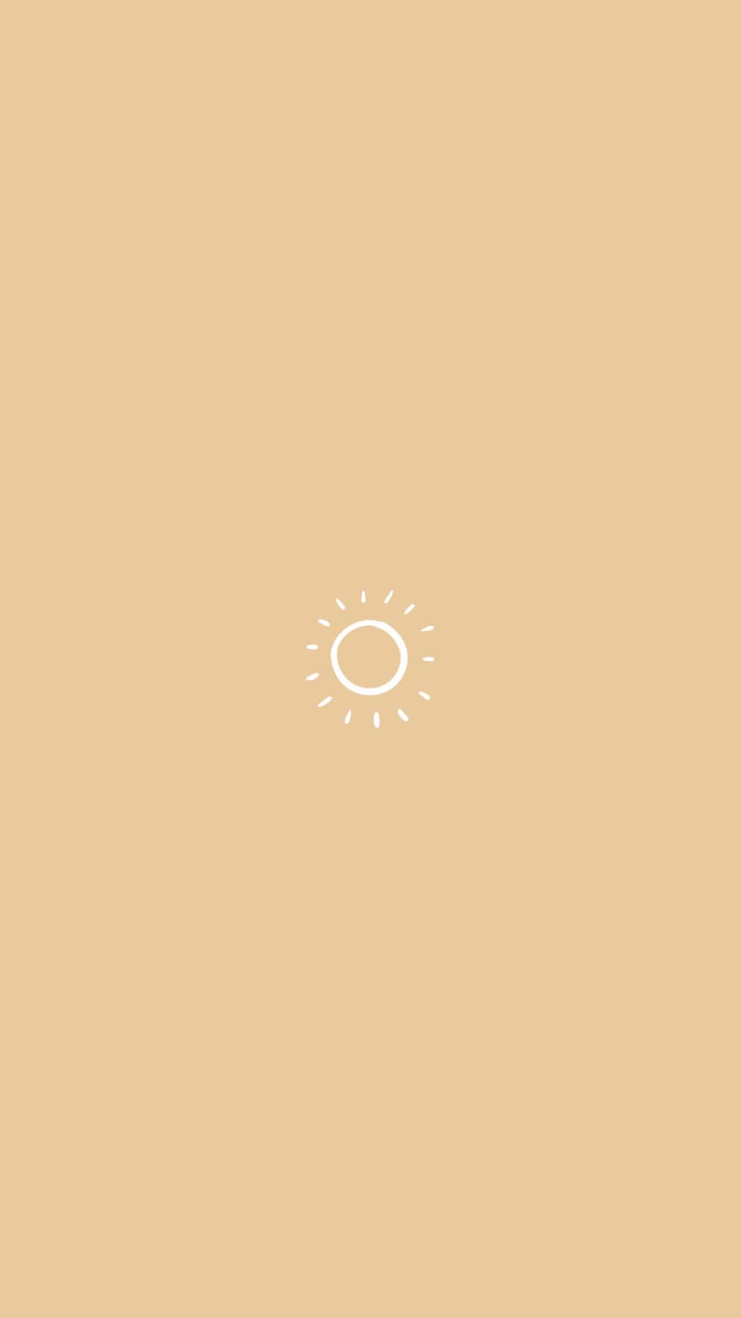 white sun icon, solid beige background, Full HD Phone Wallpaper