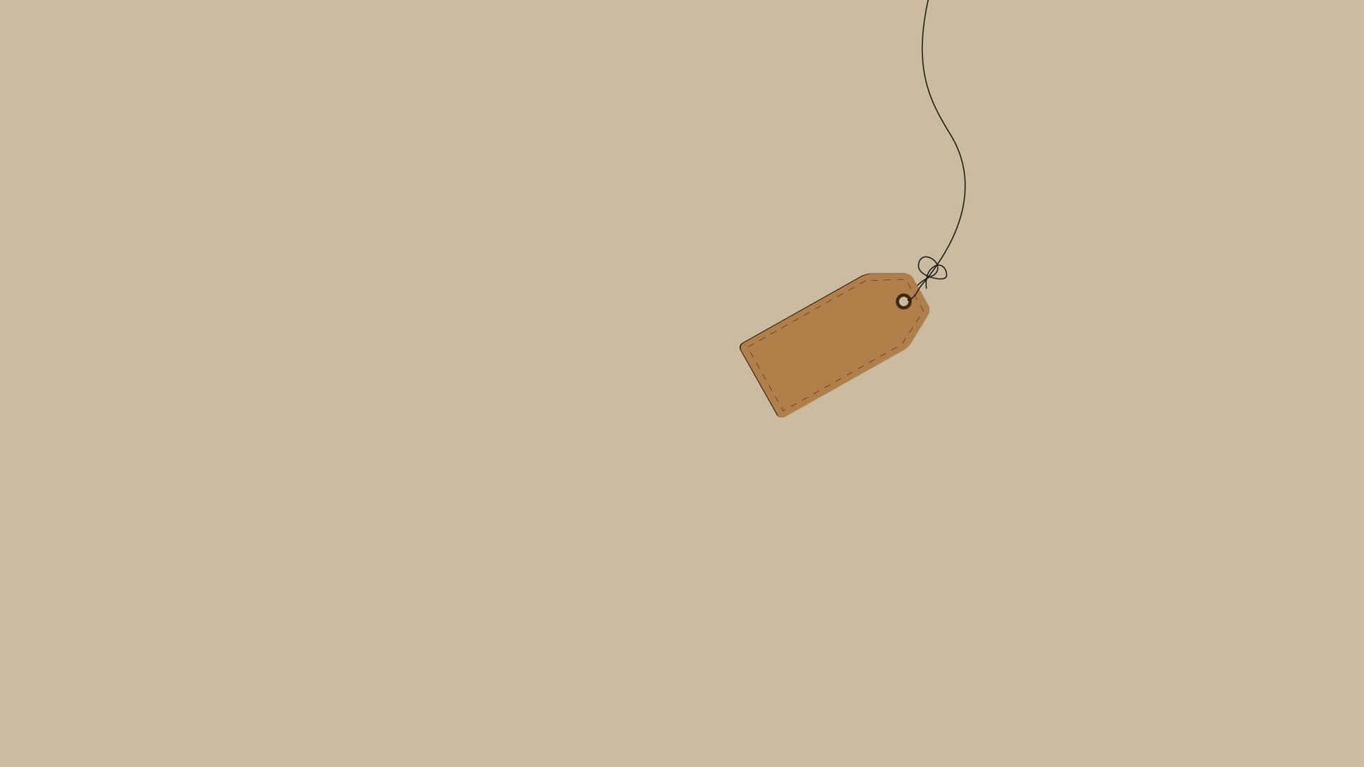 beige aesthetic, brown paper tag, thin black string, Full HD Desktop Wallpaper