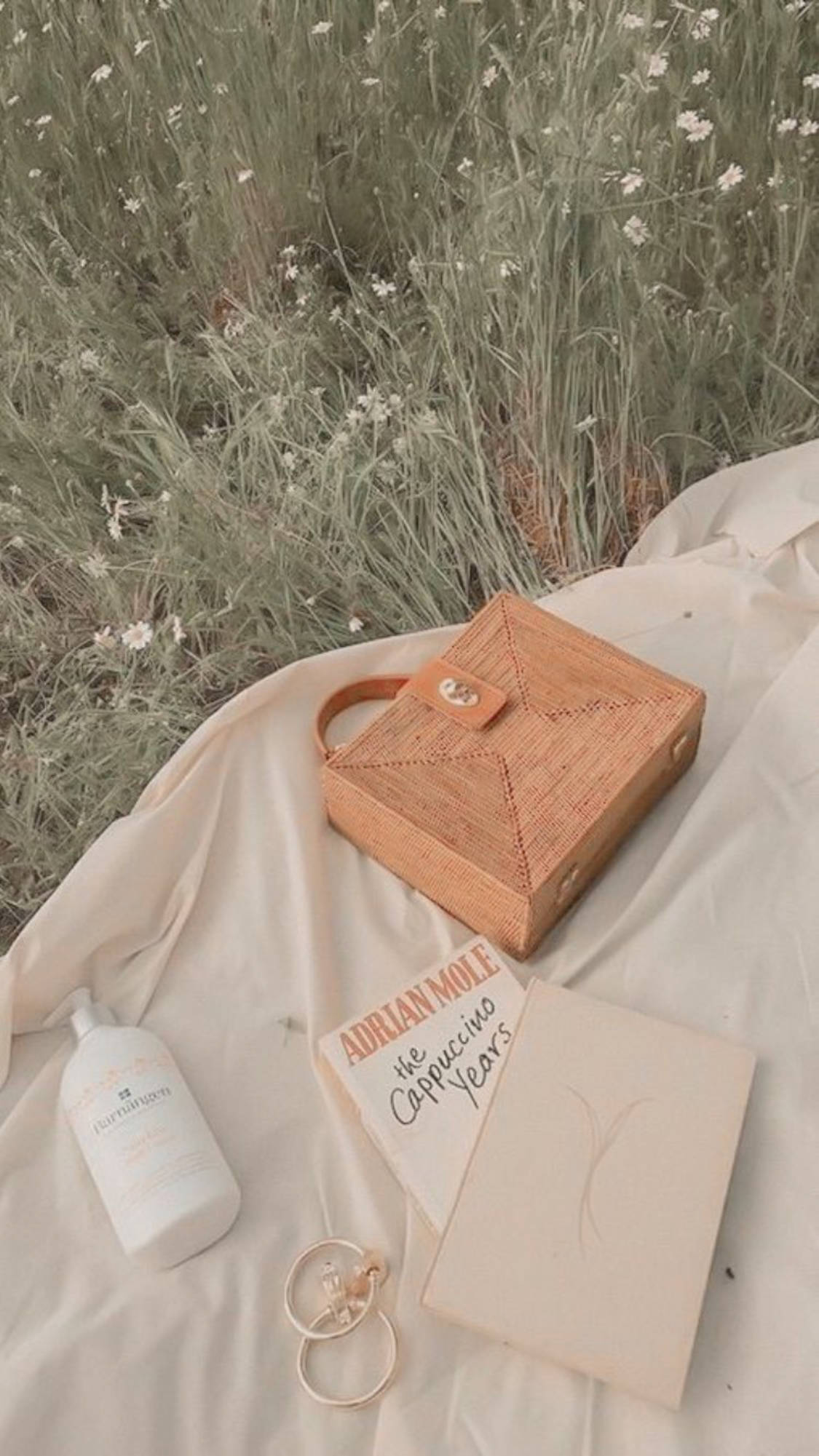 beige aesthetic, cream blanket, woven basket, Full HD Phone Wallpaper