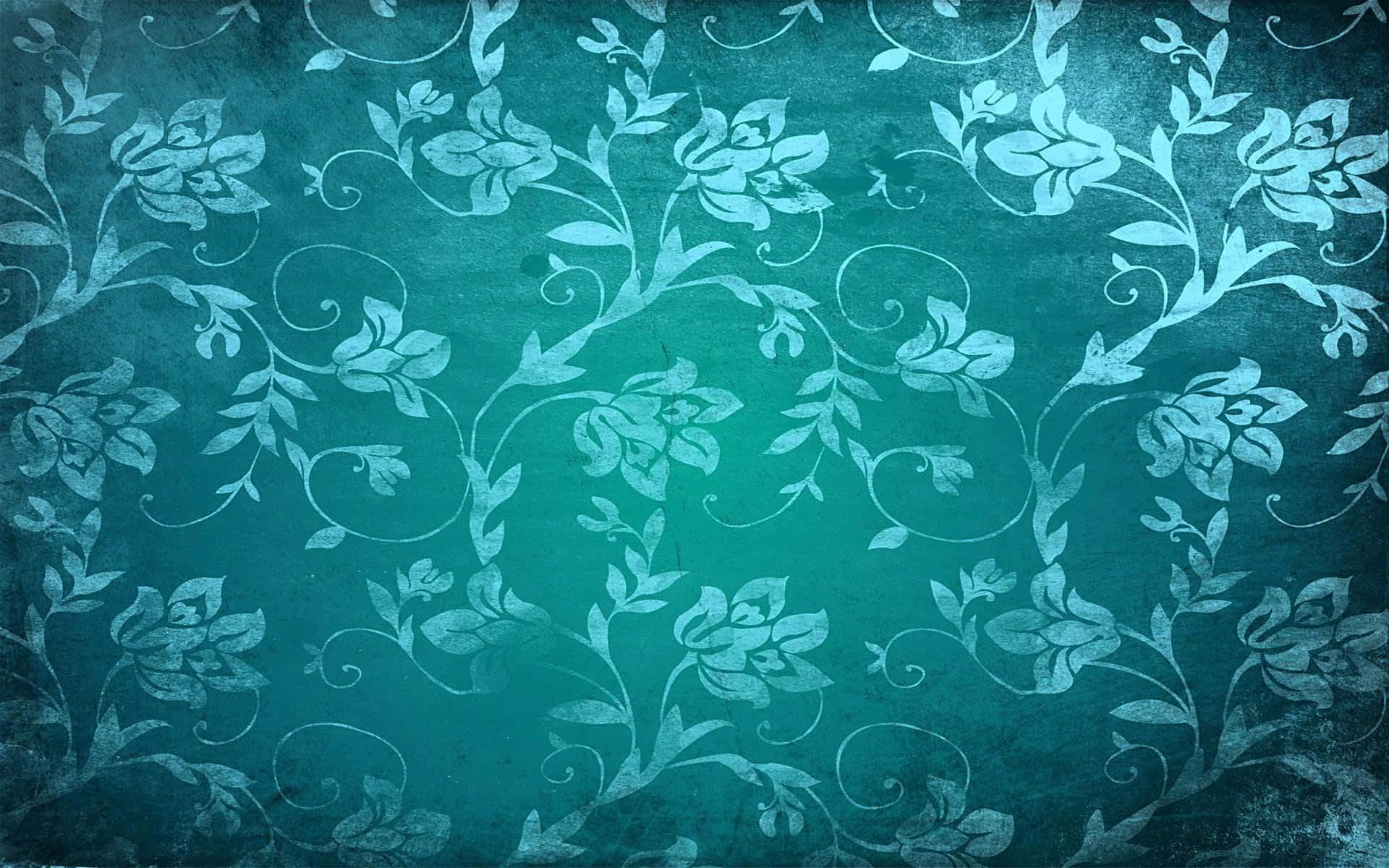 teal, white, floral vines, Full HD Desktop Wallpaper