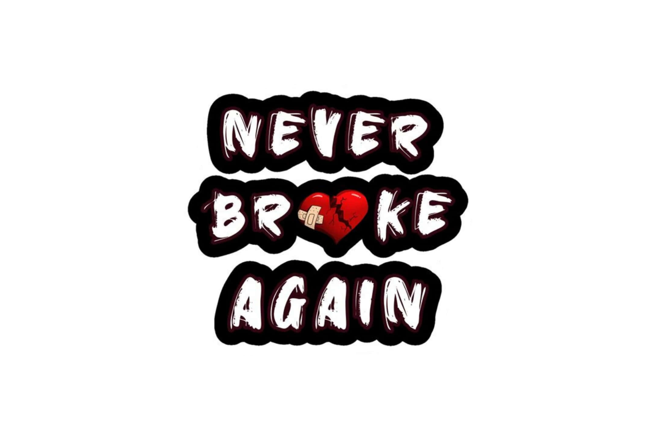 Never Broke Again, red broken heart, bandage, Full HD Desktop Wallpaper