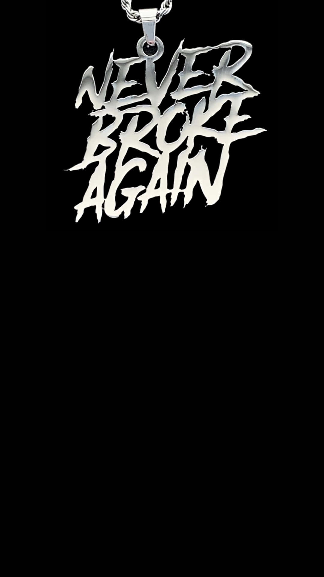 Never Broke Again, silver chain necklace, graffiti-style pendant, Full HD Phone Wallpaper