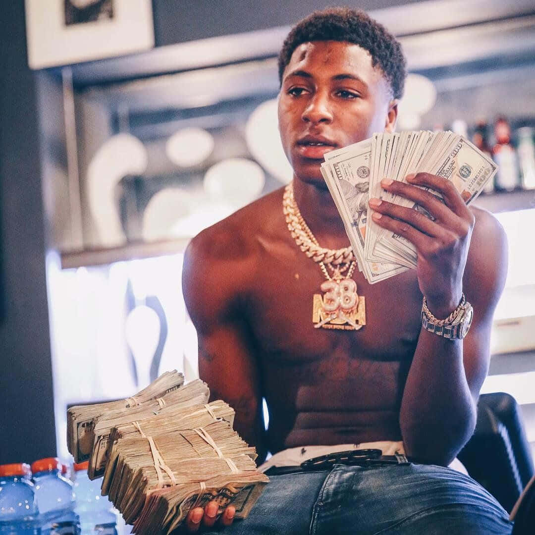 Never Broke Again, gold chains, stacks of cash, SD Desktop Wallpaper