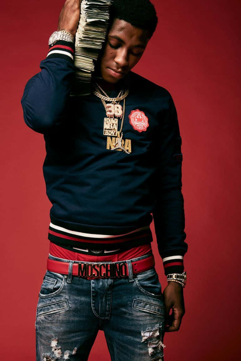 Never Broke Again, navy sweatshirt, ripped jeans, SD Phone Wallpaper