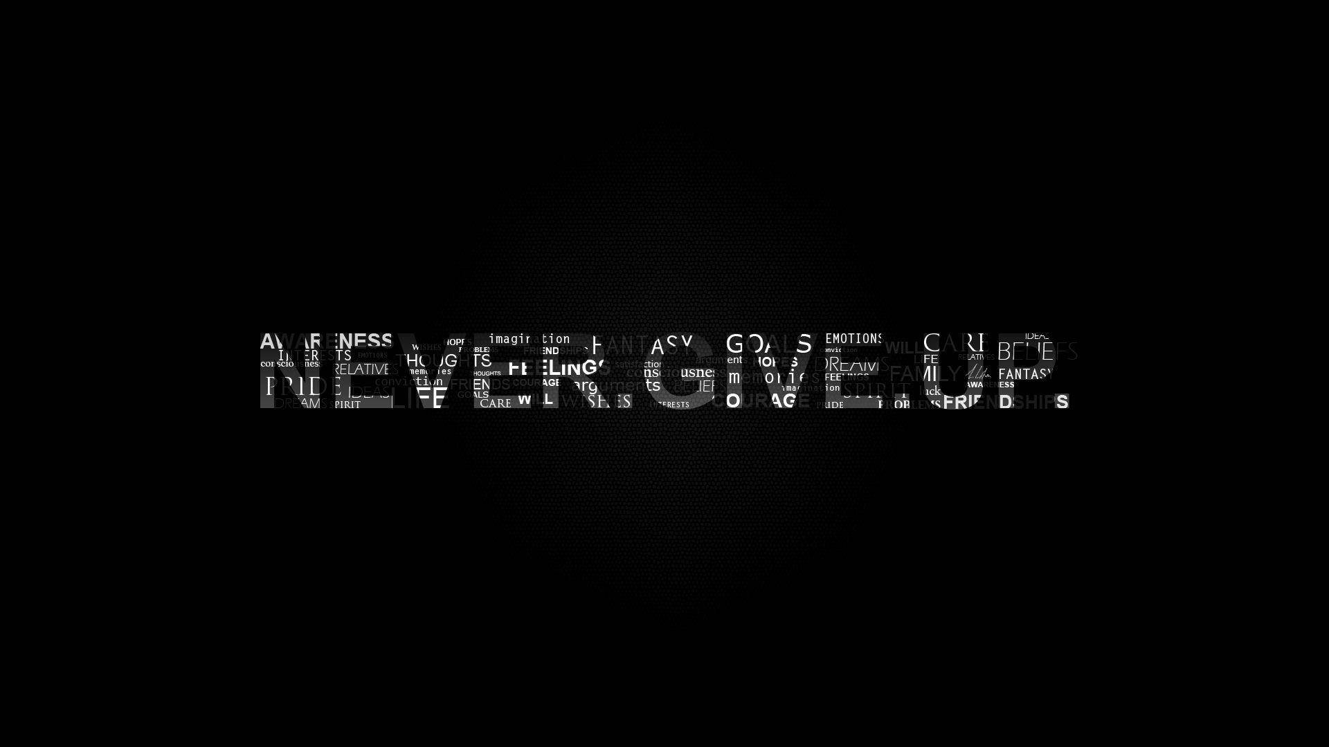 Never Give Up, MINDFULNESS, white text, Full HD Desktop Wallpaper