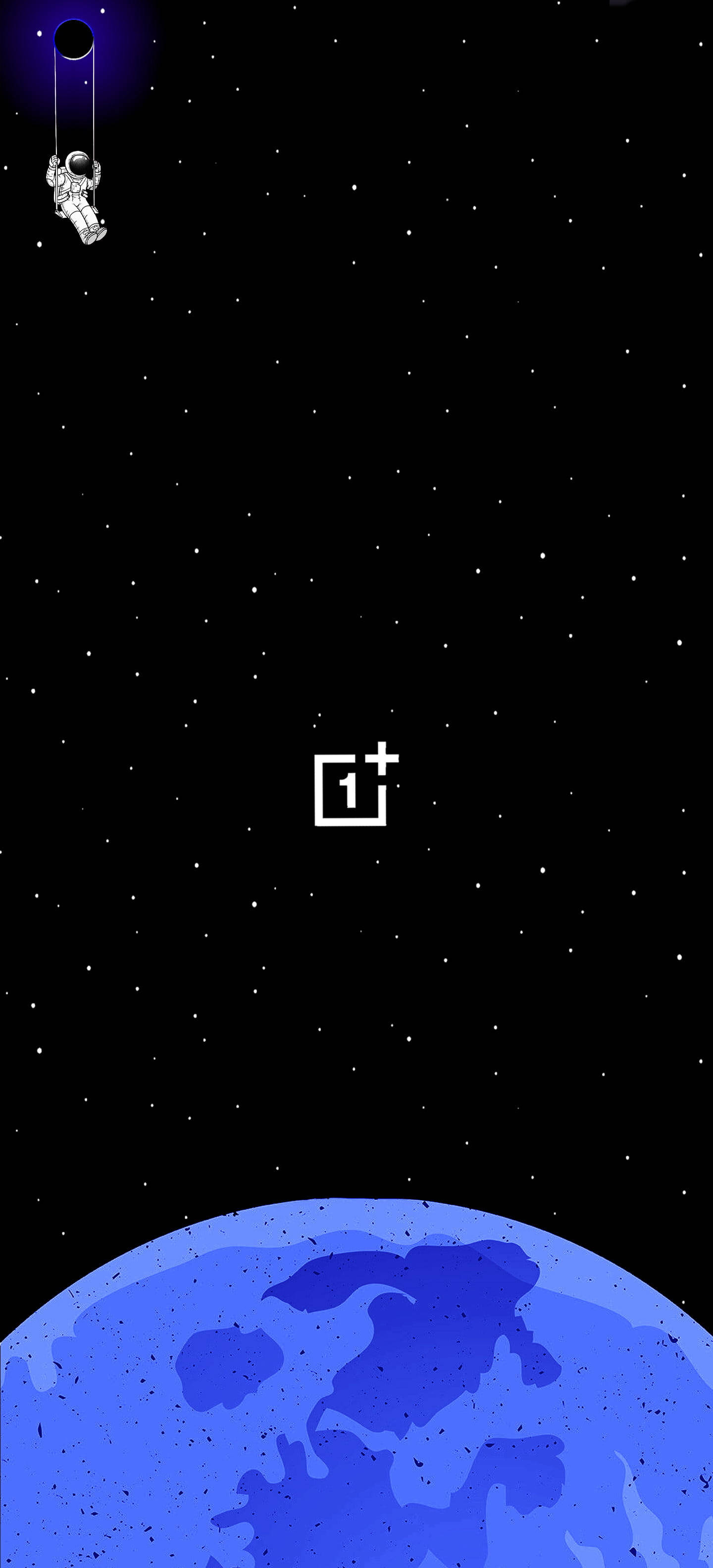 astronaut, blue planet, starry black sky, 2K Phone Wallpaper