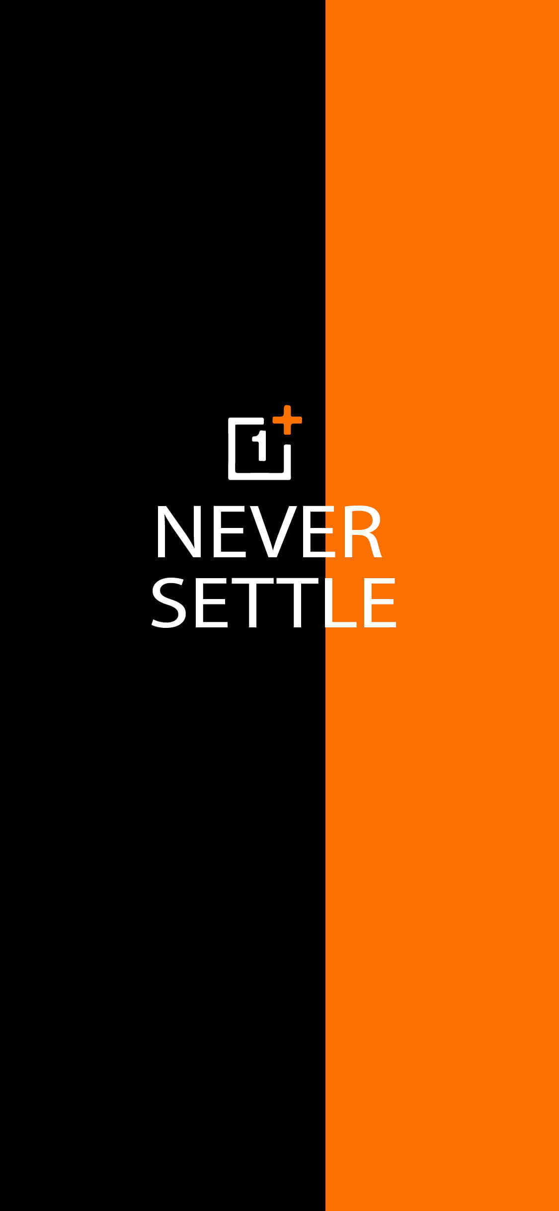 orange black motivation, black and orange vertical split, white text reading never settle, Full HD Phone Wallpaper