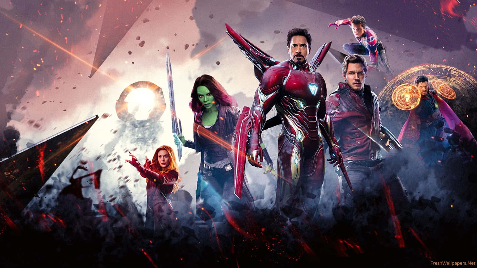 New Avengers, red gold and purple armor, cosmic threats, HD Desktop Wallpaper