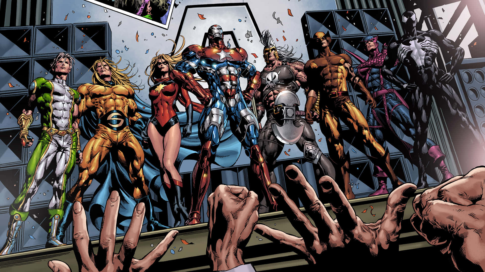 New Avengers, superheroes, comic book panel, Full HD Desktop Wallpaper