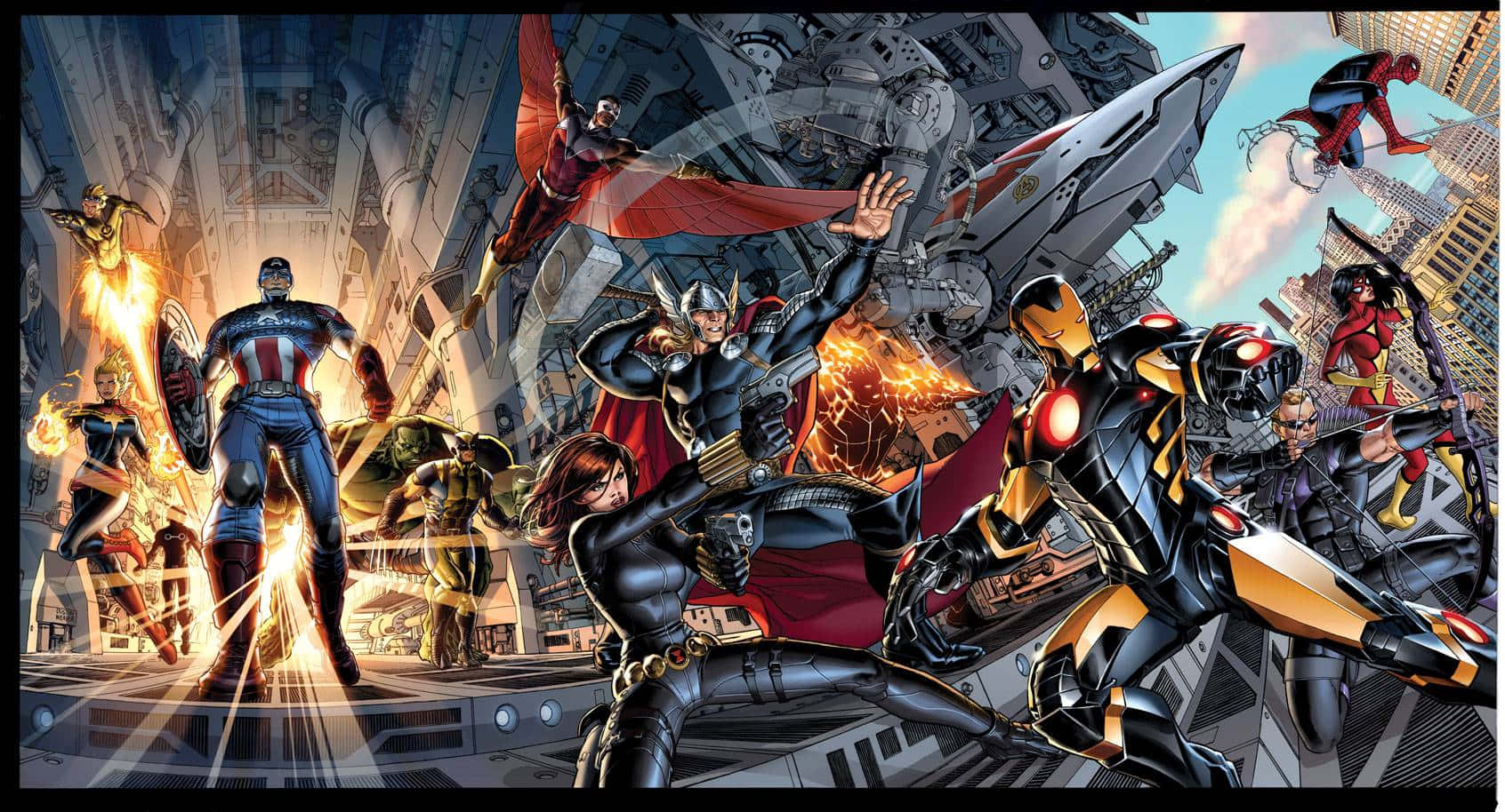 New Avengers, cityscape, explosions, HD Desktop Wallpaper