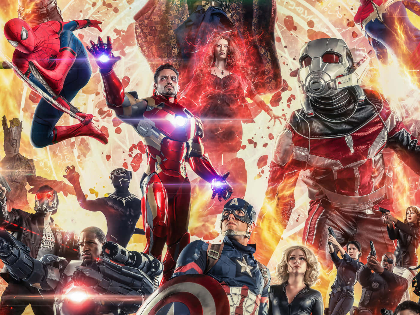 New Avengers, cosmic backdrop, superhero ensemble, HD Desktop Wallpaper
