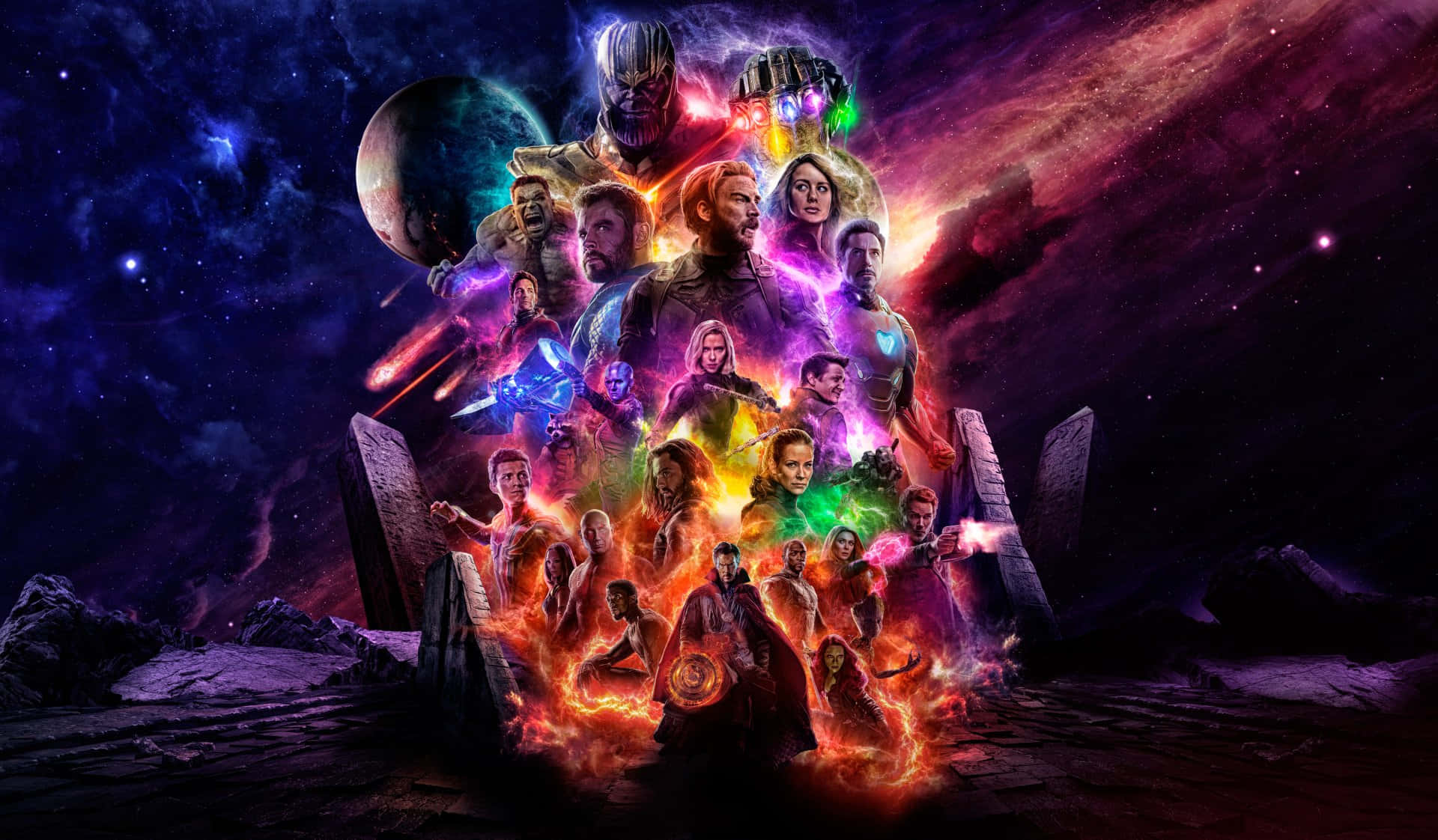 New Avengers, cosmic gathering, superheroes and villains, Full HD Desktop Wallpaper