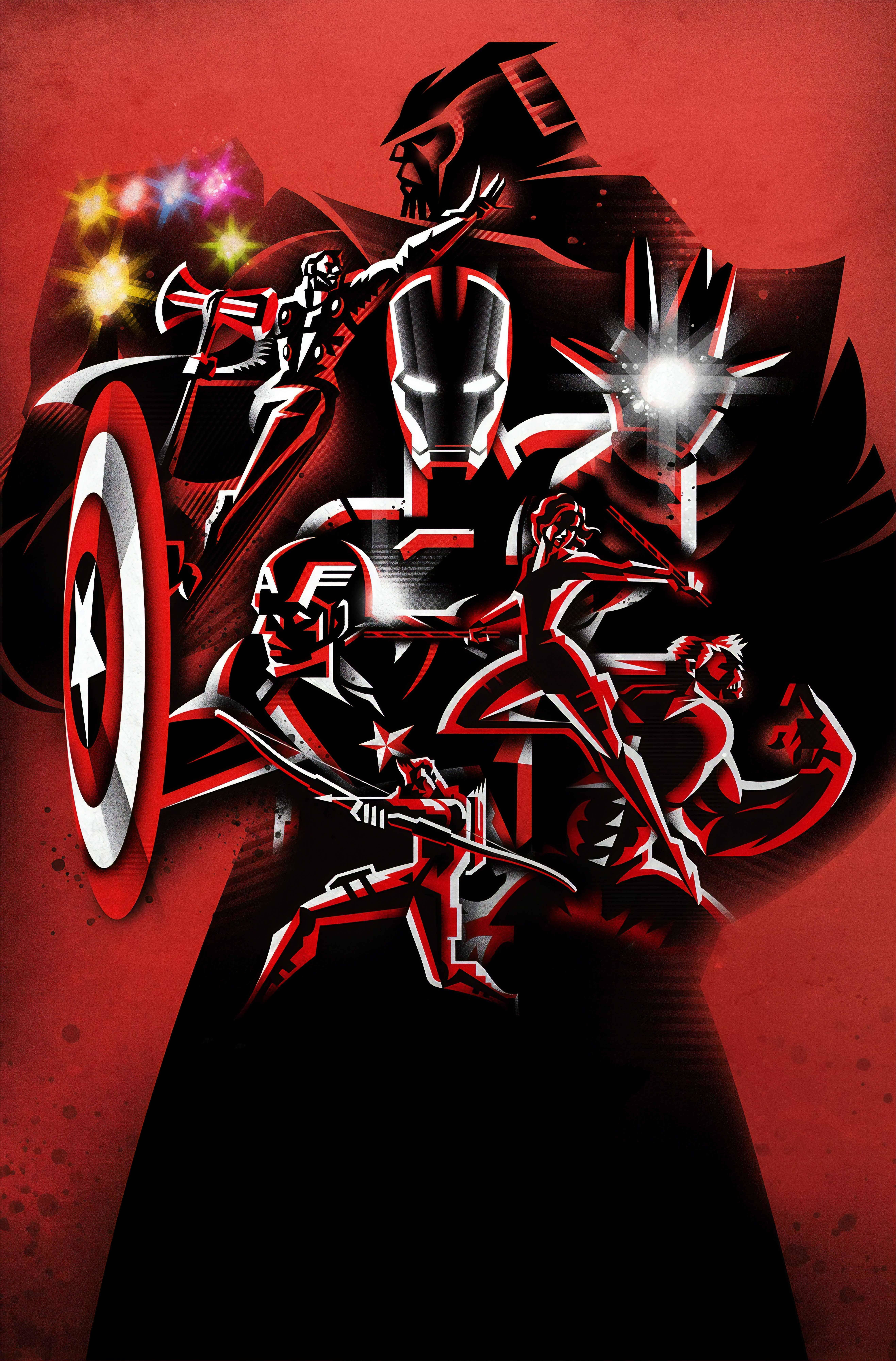Avengers, red, black, 8K Phone Wallpaper