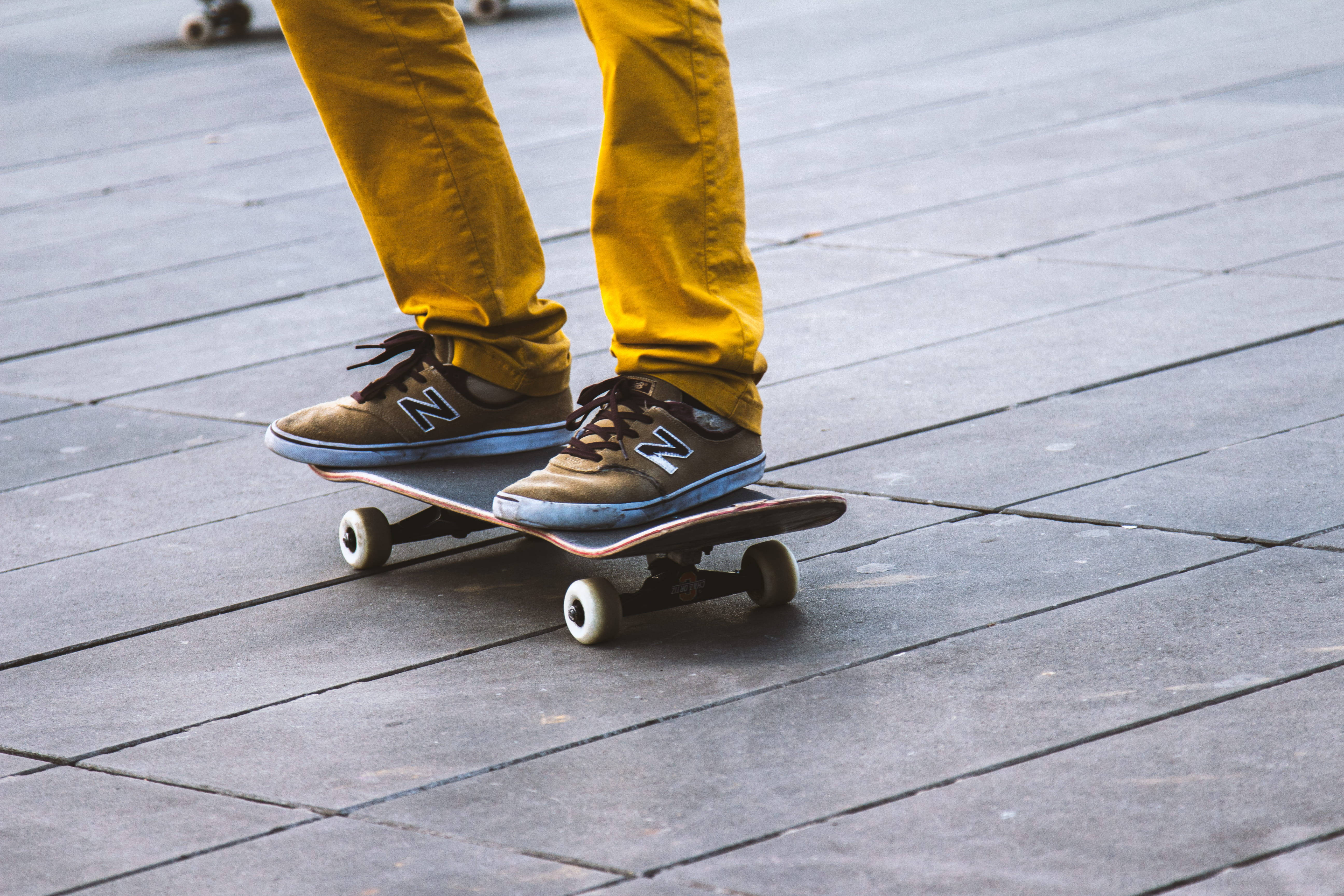 New Balance, skateboard shoes, yellow pants, 5K Desktop Wallpaper