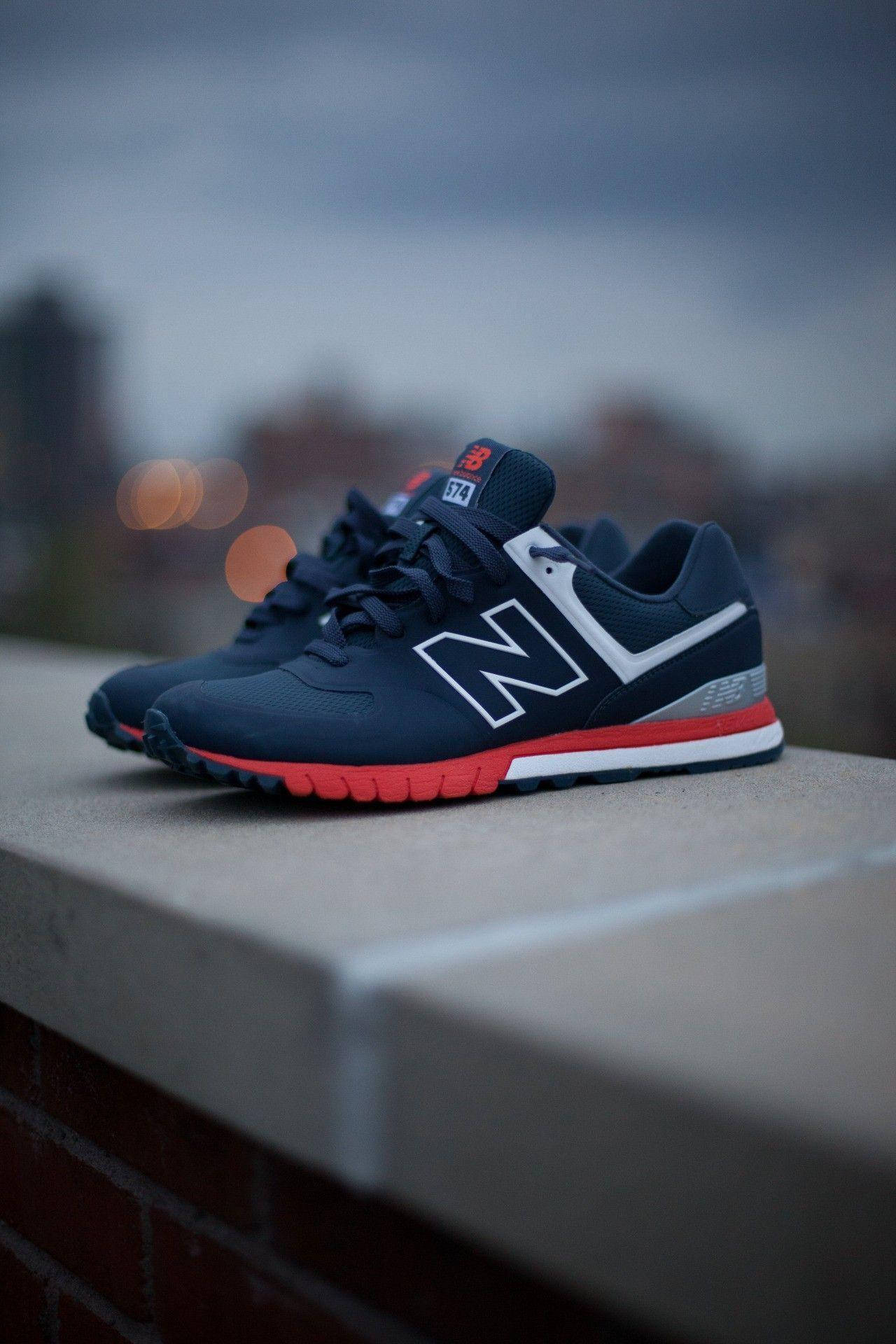 New Balance, navy blue, red soles, Full HD Phone Wallpaper
