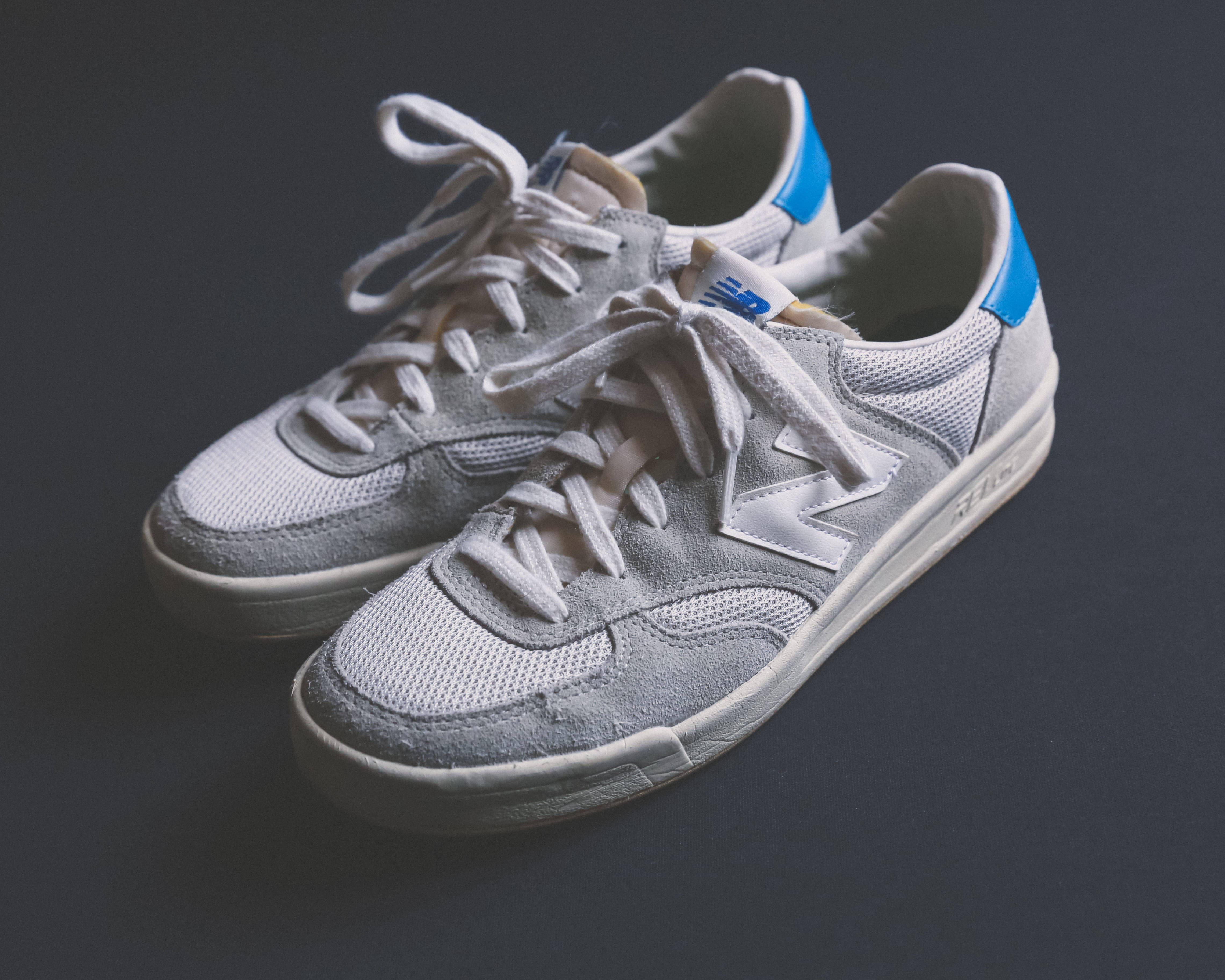 New Balance, gray, blue accents, 4K Desktop Wallpaper