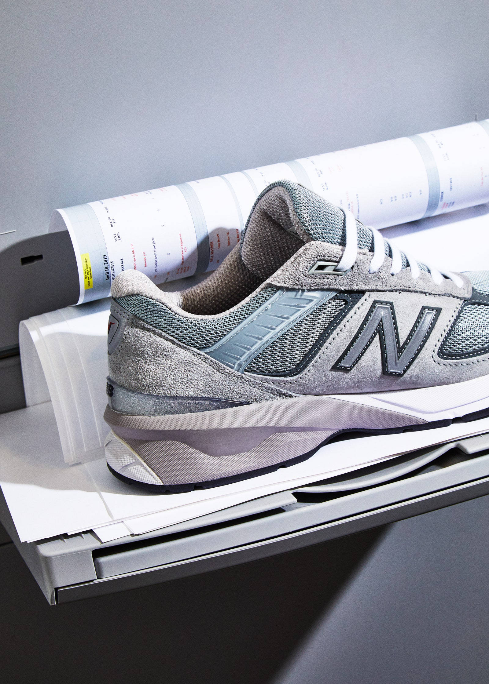 New Balance, light grey, printer tray, Full HD Phone Wallpaper