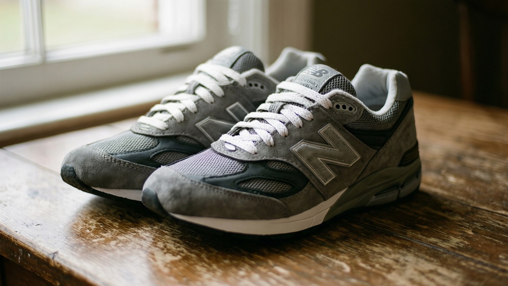 New Balance, gray, white laces, Full HD Desktop Wallpaper