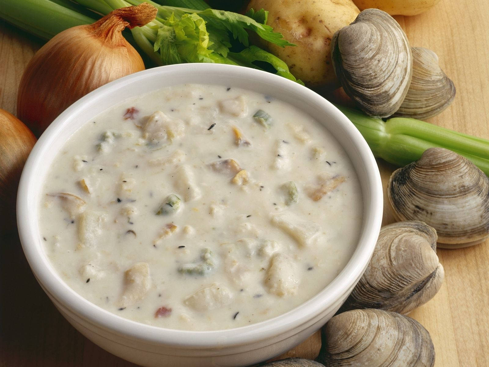 New England Clam Chowder, clam chowder, fresh clams, HD Desktop Wallpaper