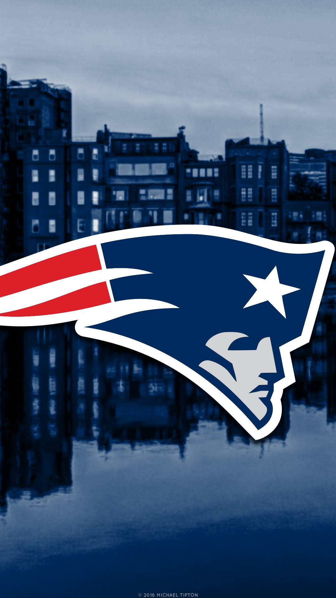 New England Patriots, insignia, city skyline, Full HD Phone Wallpaper