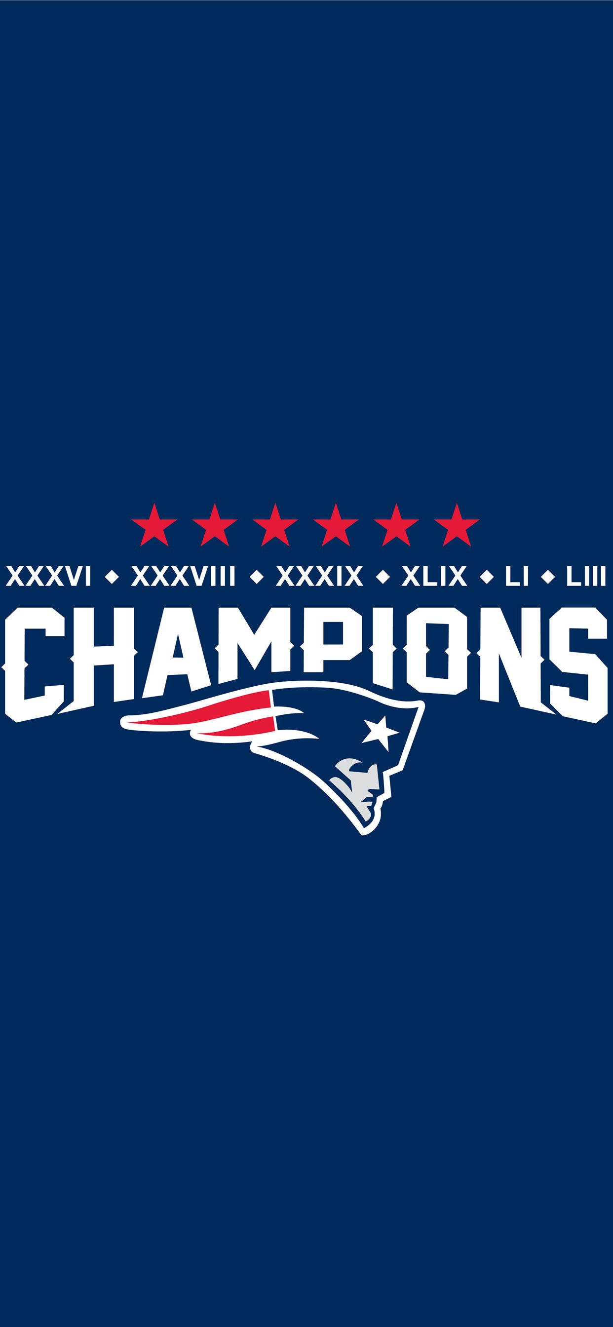 New England Patriots, five red stars, Roman numerals, 2K Phone Wallpaper