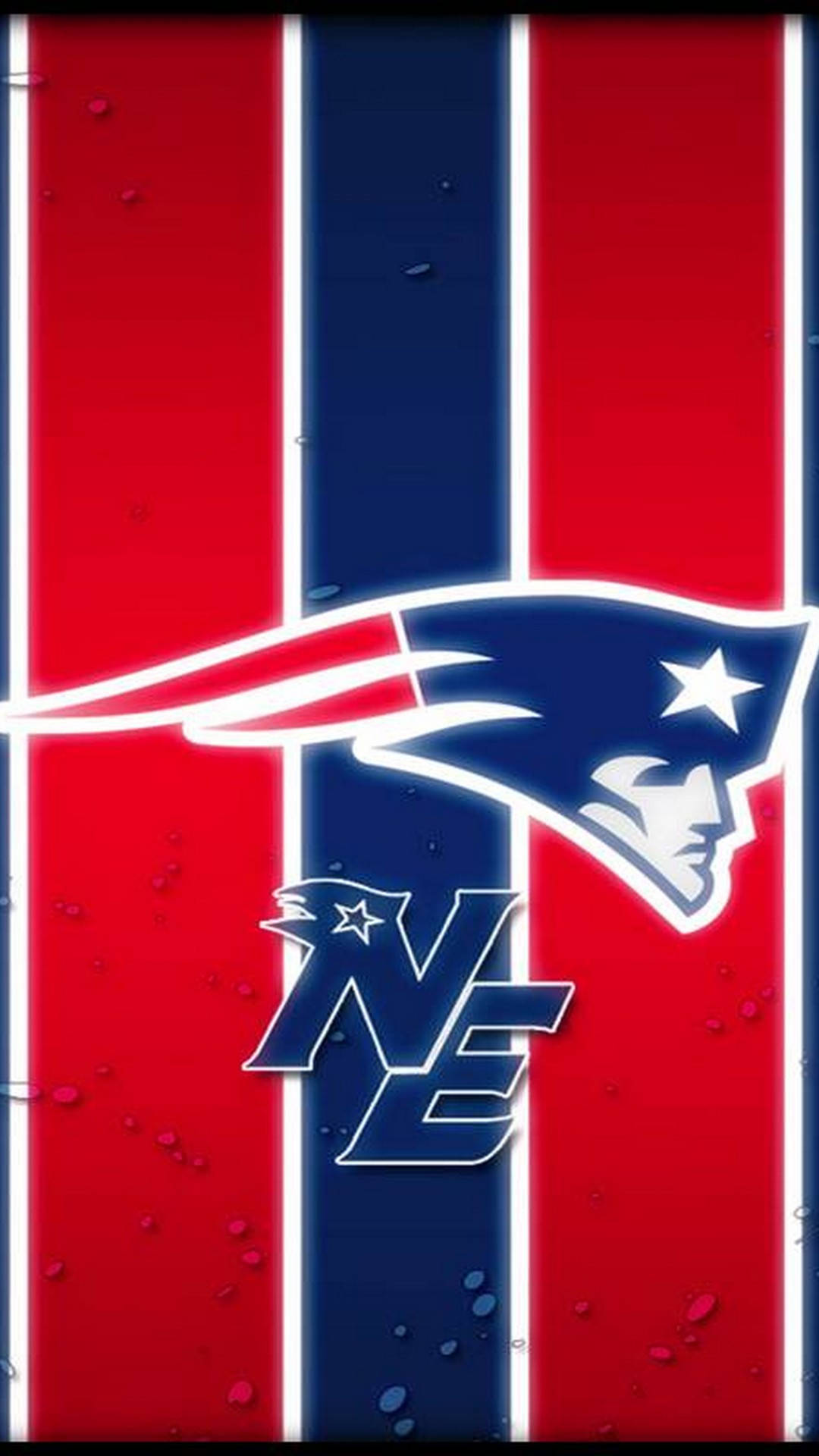 New England Patriots, neon-lit, red blue and white vertical stripes, Full HD Phone Wallpaper