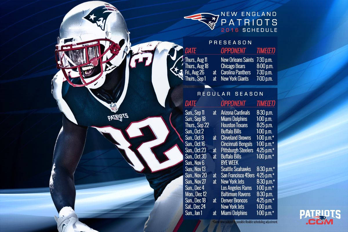 New England Patriots, 2018 schedule, football player, SD Desktop Wallpaper